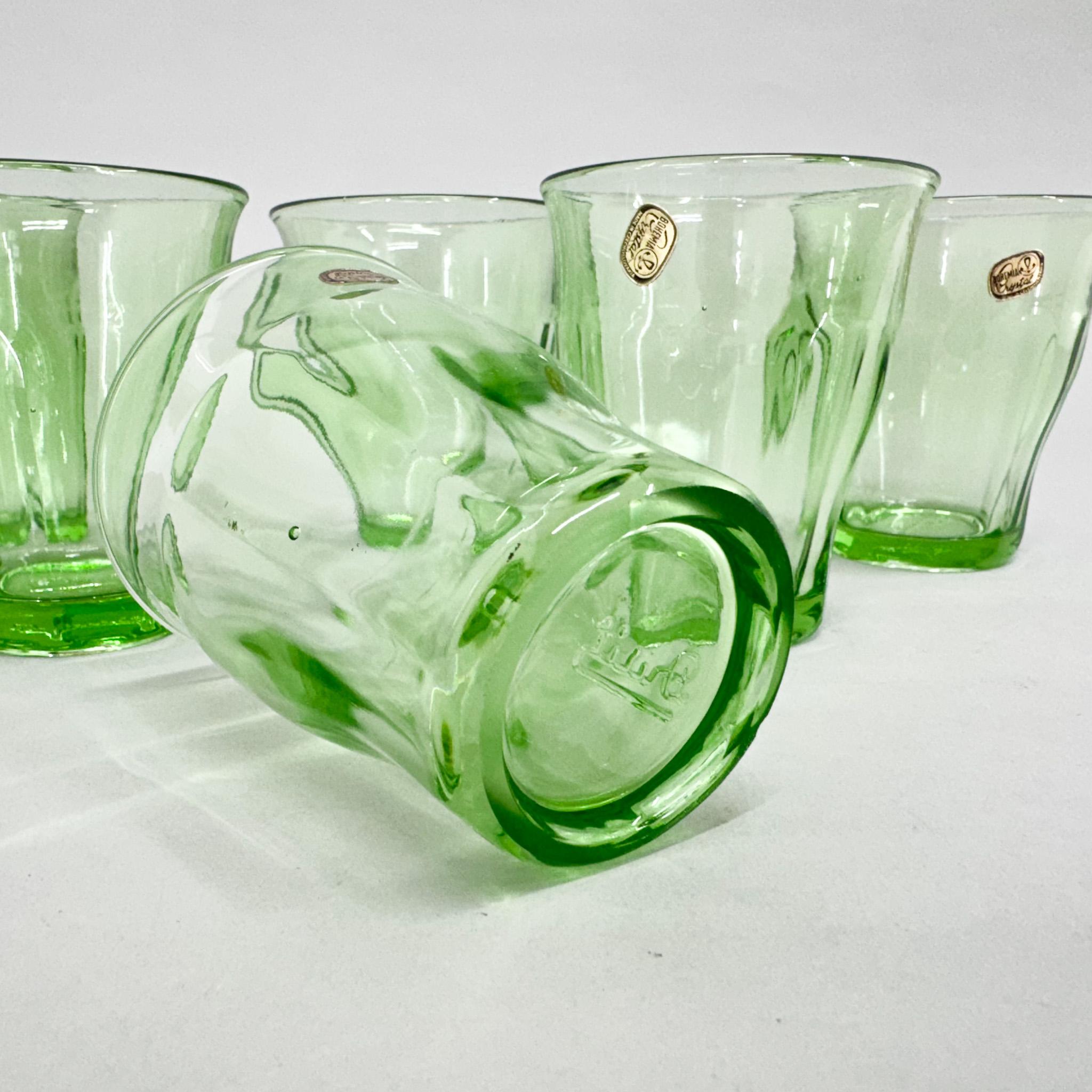 20th Century Set of 6 Bohemian Crystal Uranium Glass Glasses, 1970s For Sale