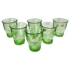 Set of 6 Bohemian Crystal Uranium Glass Glasses, 1970s