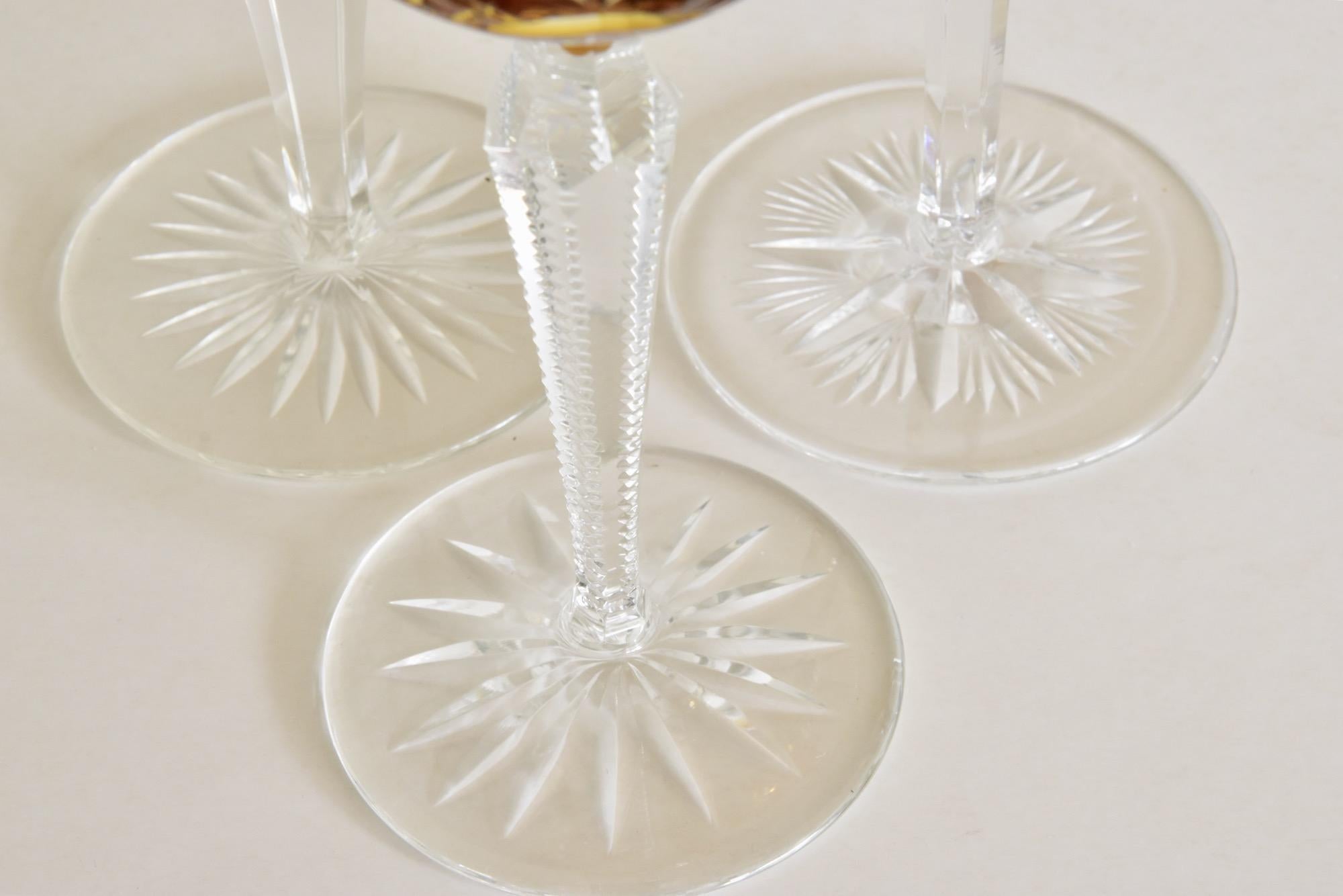 Set of 6 Bohemian Multicolored Antique Crystal Wine Glasses 3