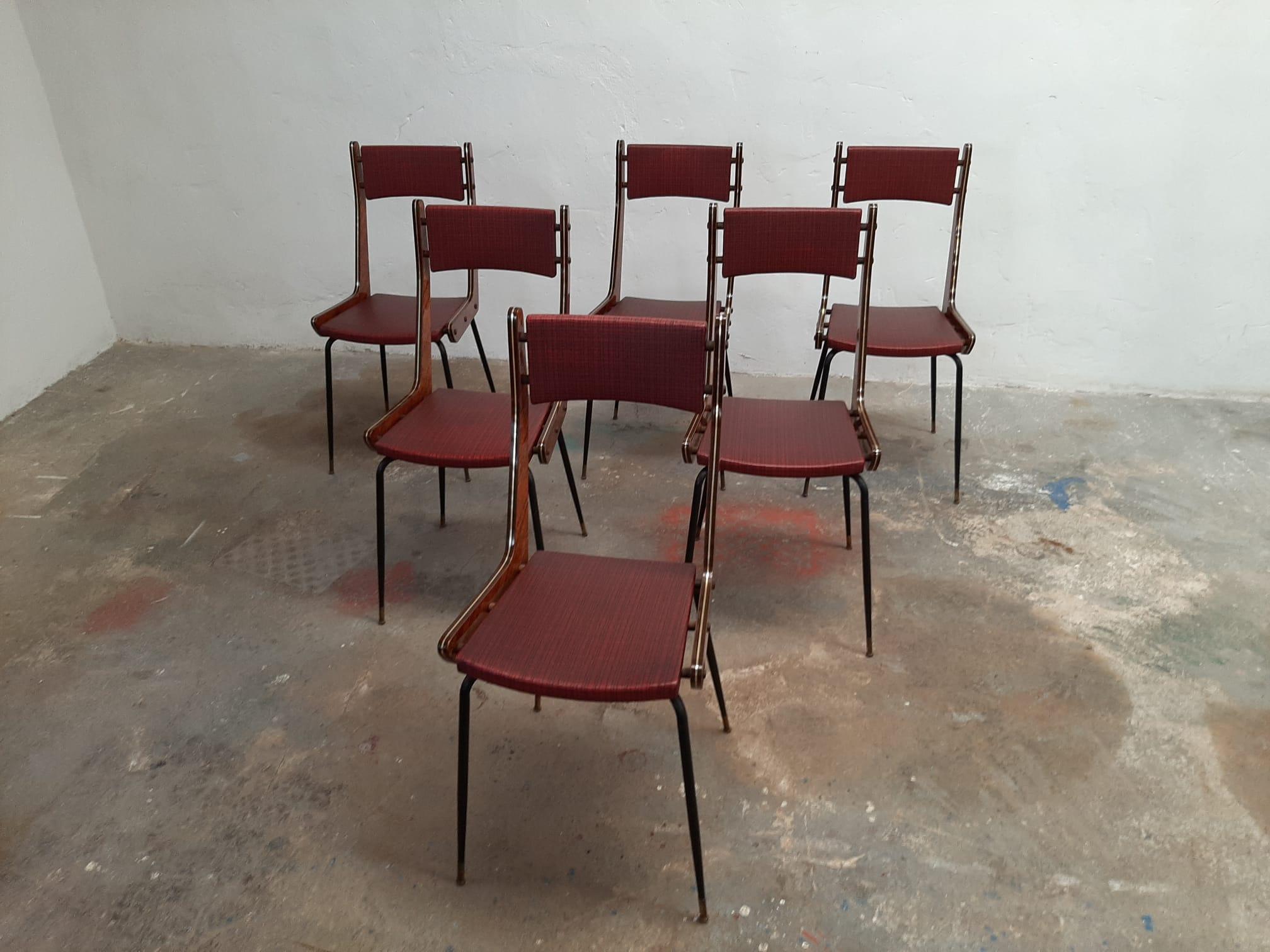 Set of 6 Boomerang Chairs by Carlo Ratti, Italy, 1950s In Good Condition In PEGO, ES