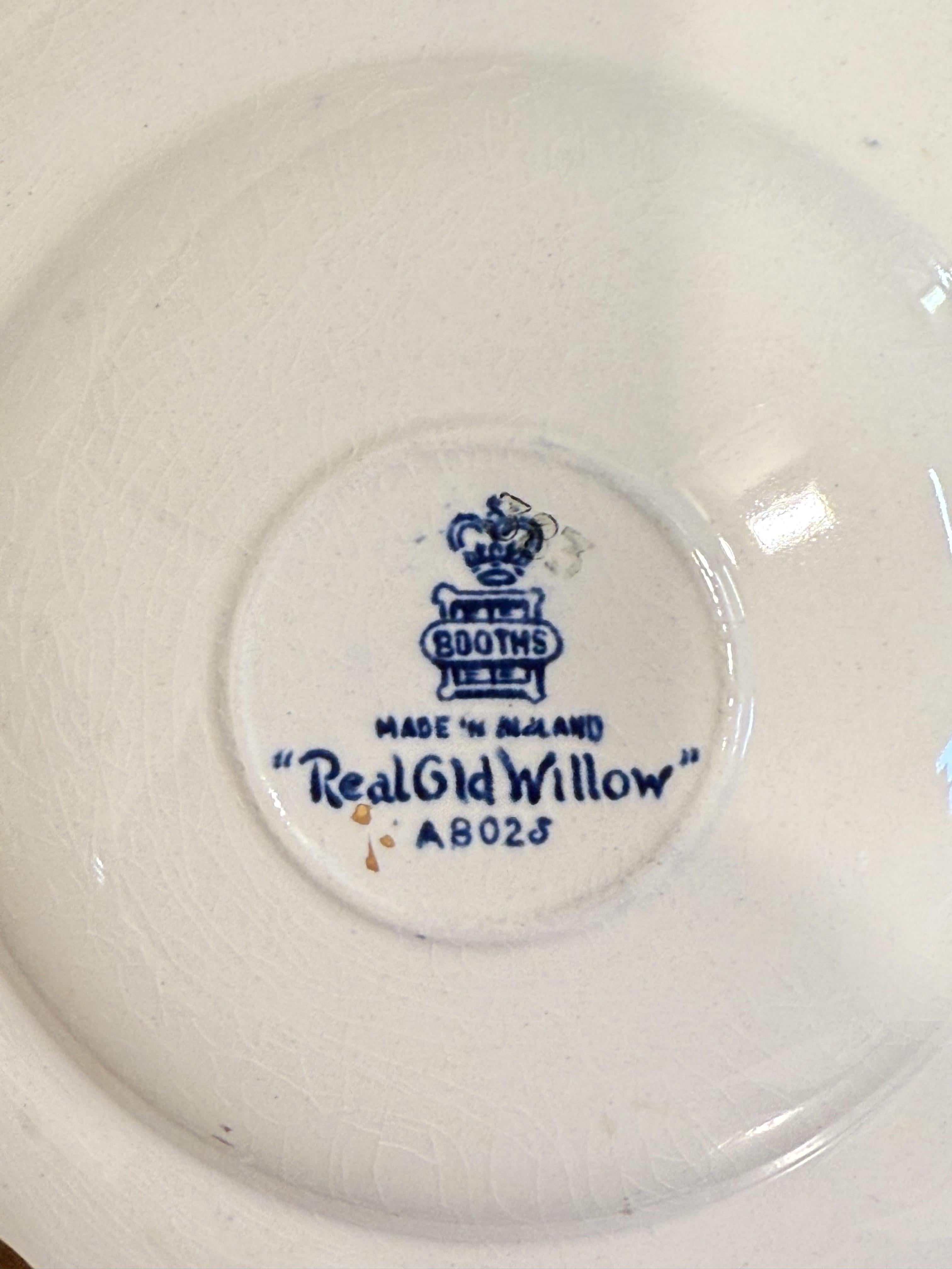 Set of 6 Booths 'Real Old Willow' Pattern Cups & Saucers with Gilt Accents For Sale 7