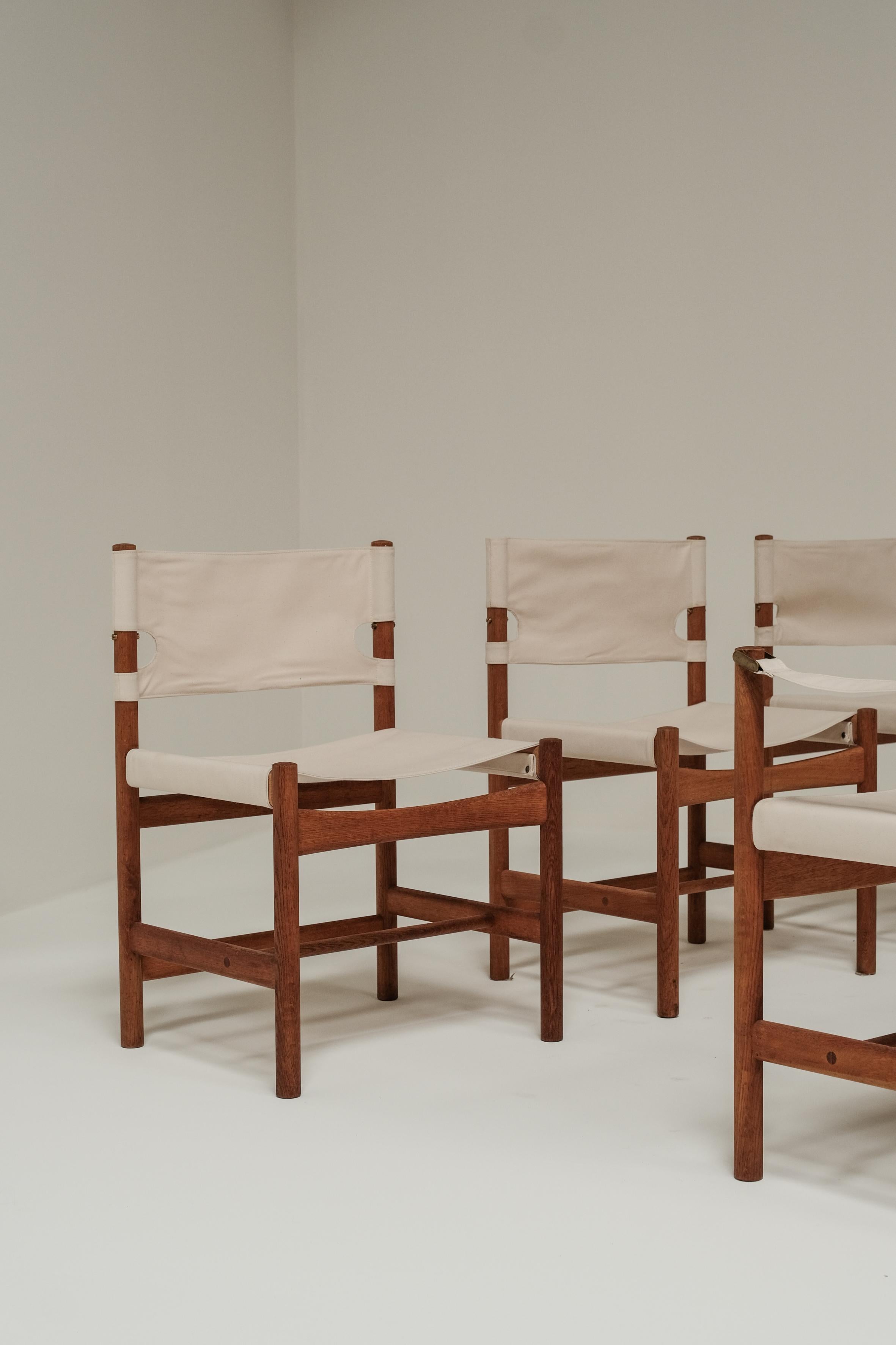 Set of 6 Borge Mogensen Spanish/hunting chairs for Frederica Stolefabrik Denmark In Excellent Condition In Boom, Vlaams Gewest