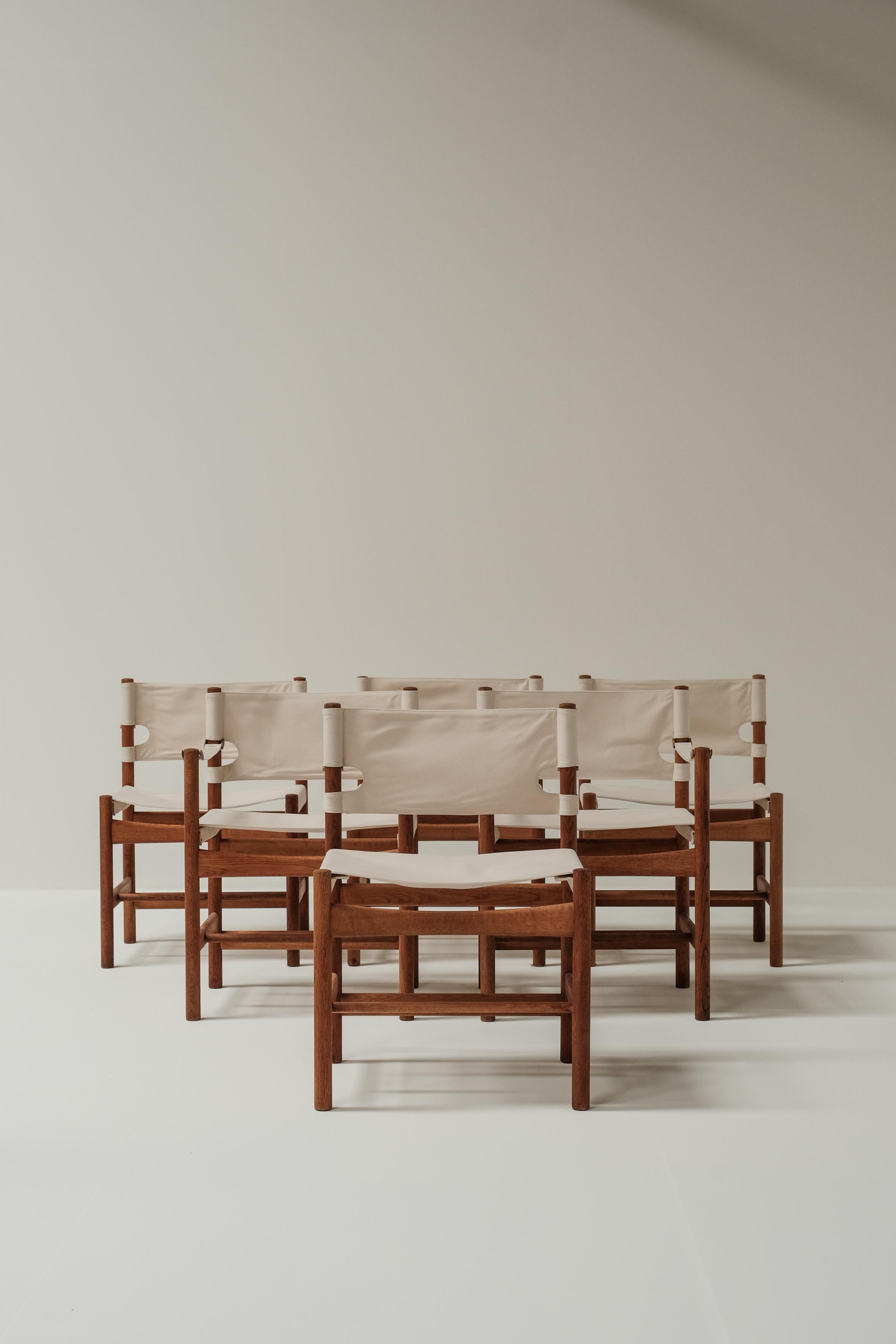 20th Century Set of 6 Borge Mogensen Spanish/hunting chairs for Frederica Stolefabrik Denmark