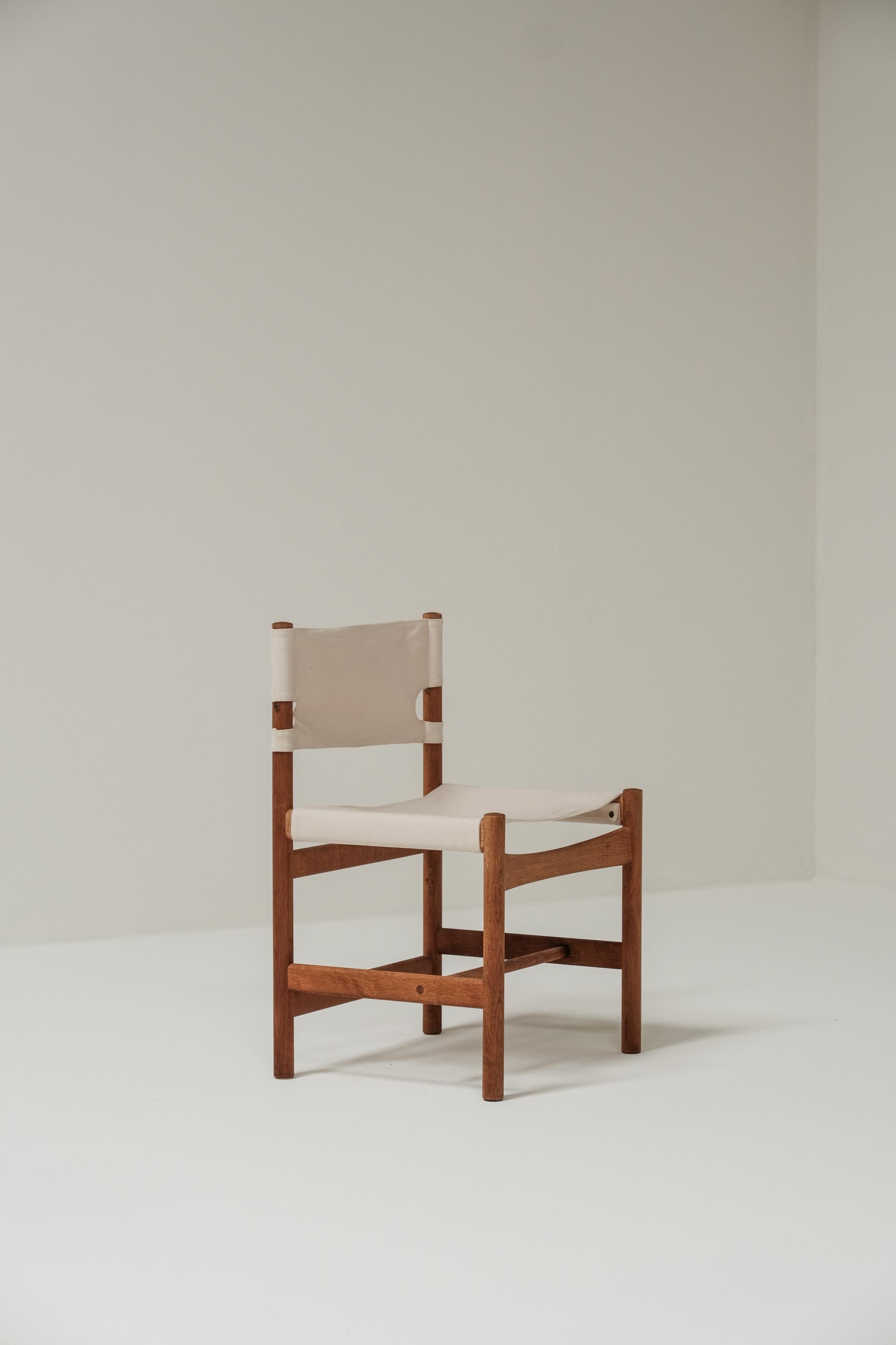 Canvas Set of 6 Borge Mogensen Spanish/hunting chairs for Frederica Stolefabrik Denmark