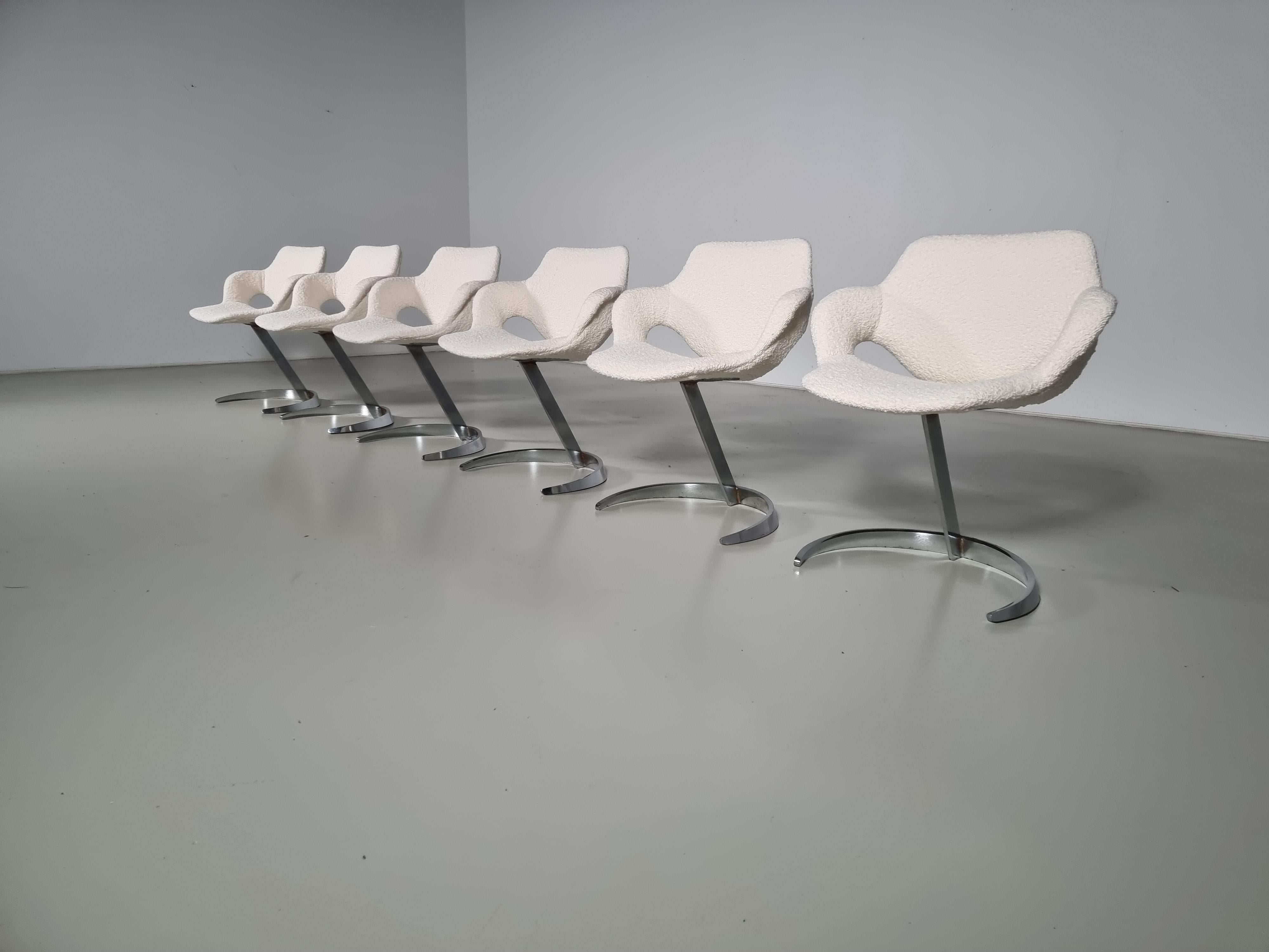 Set of 6 Boris Tabacoff Scimitar Chairs for 'Mobilier Modulaire Moderne' 'MMM' In Good Condition In amstelveen, NL