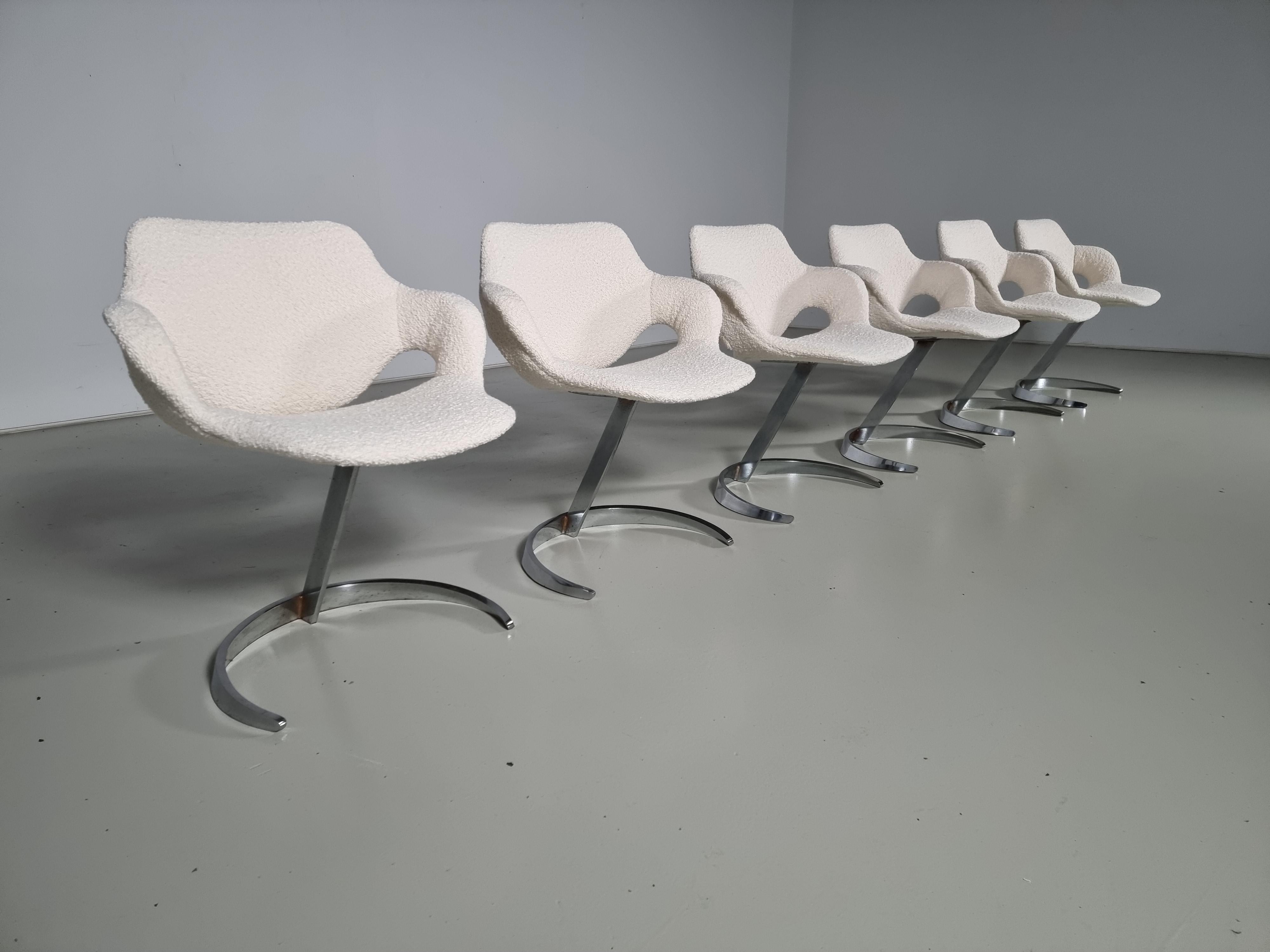 Mid-20th Century Set of 6 Boris Tabacoff Scimitar Chairs for 'Mobilier Modulaire Moderne' 'MMM'