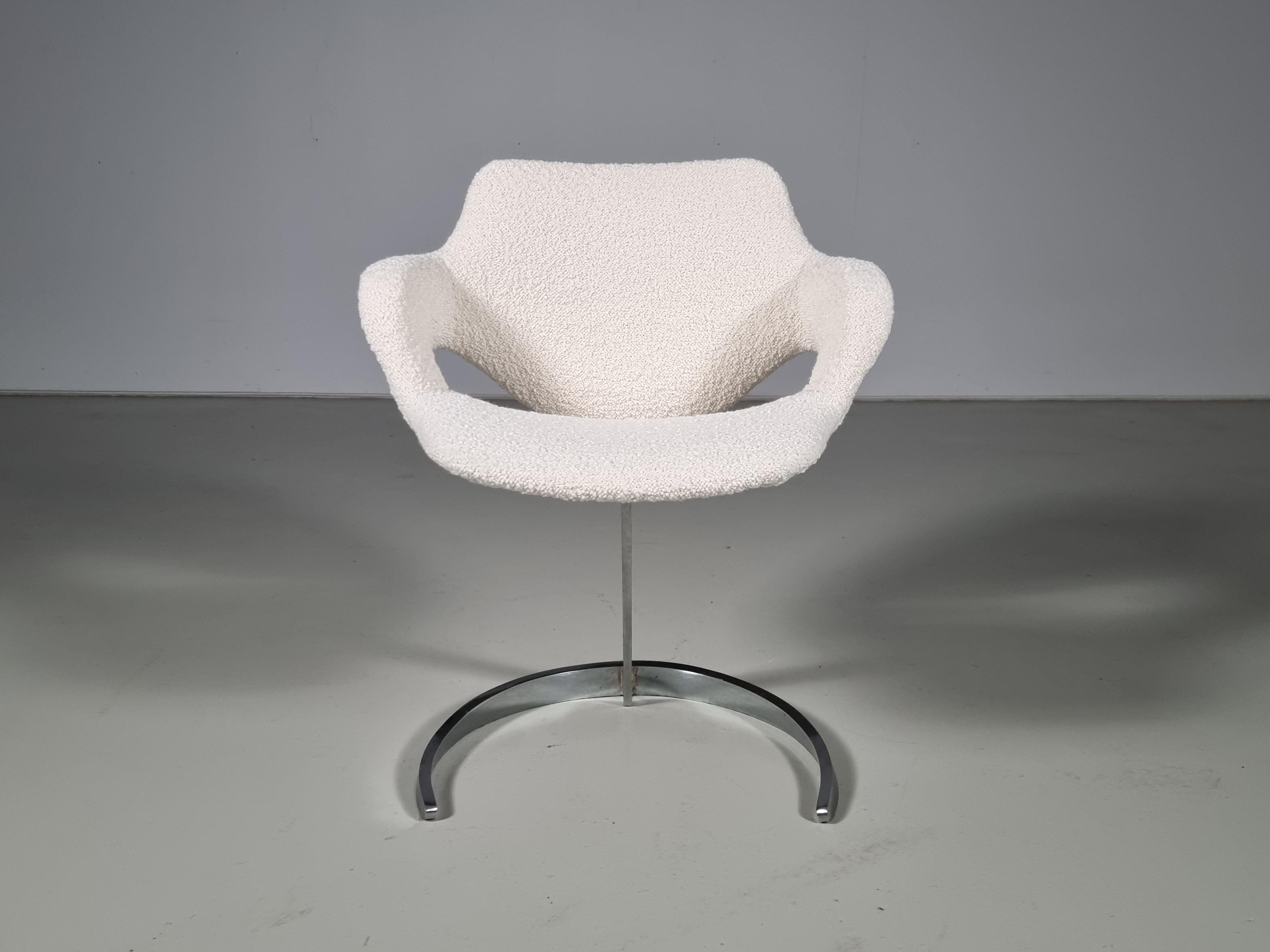 Bouclé Set of 6 Boris Tabacoff Scimitar Chairs for 'Mobilier Modulaire Moderne' 'MMM'