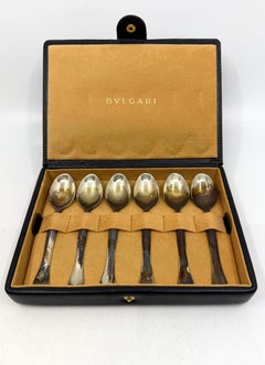 Set of 6 Boxed Bulgari Rosenthal Eccentrica Eccentria Sterling Silver Spoons