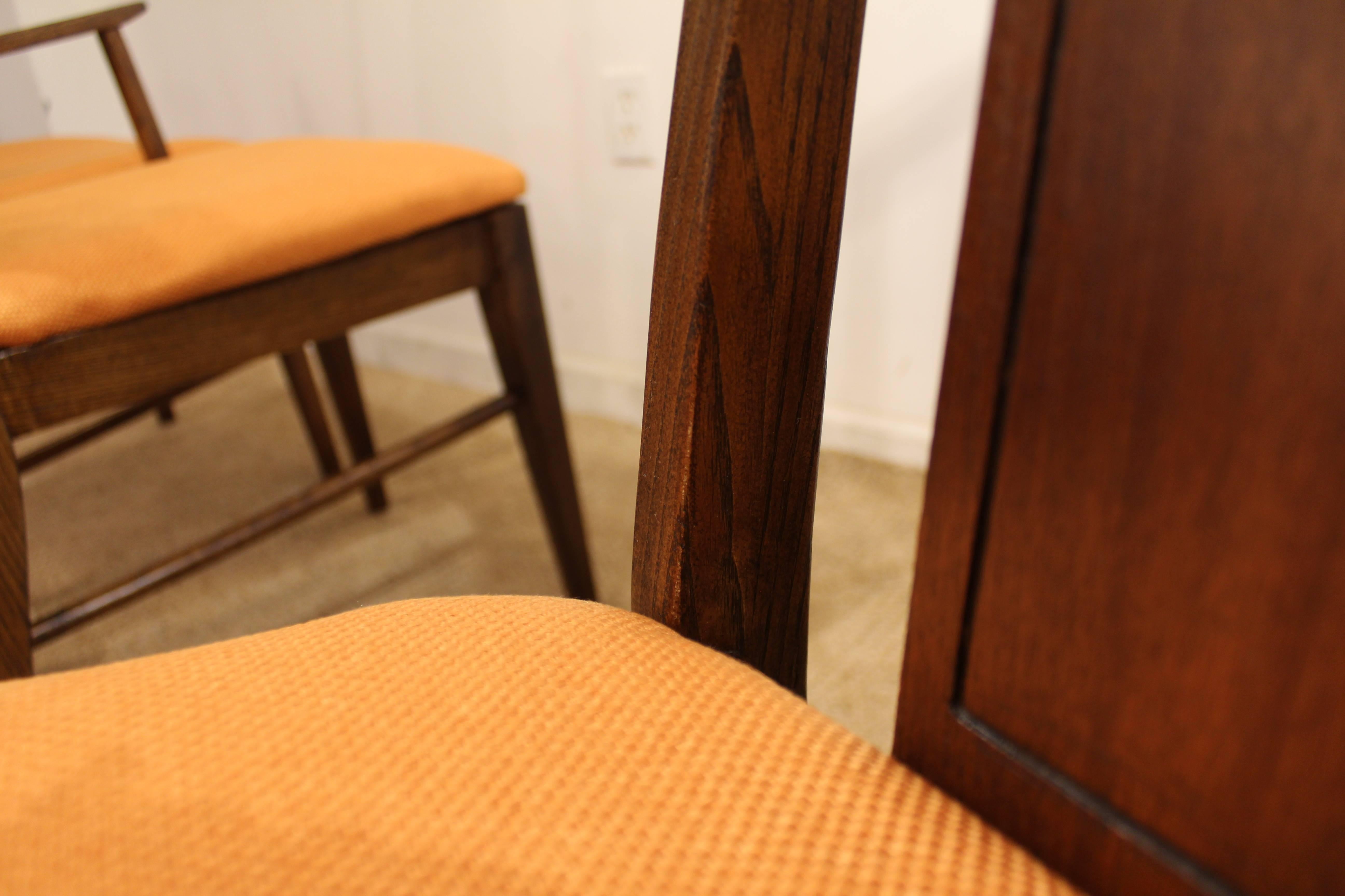 Set of Six Brasilia Style Orange Walnut Dining Chairs 5