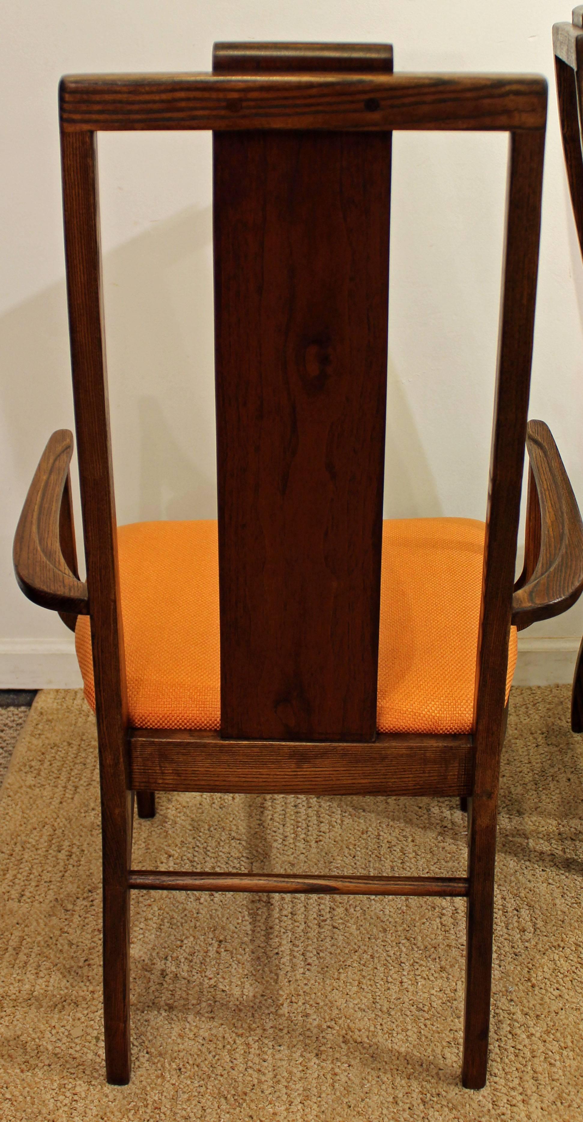 Set of Six Brasilia Style Orange Walnut Dining Chairs In Excellent Condition In Wilmington, DE