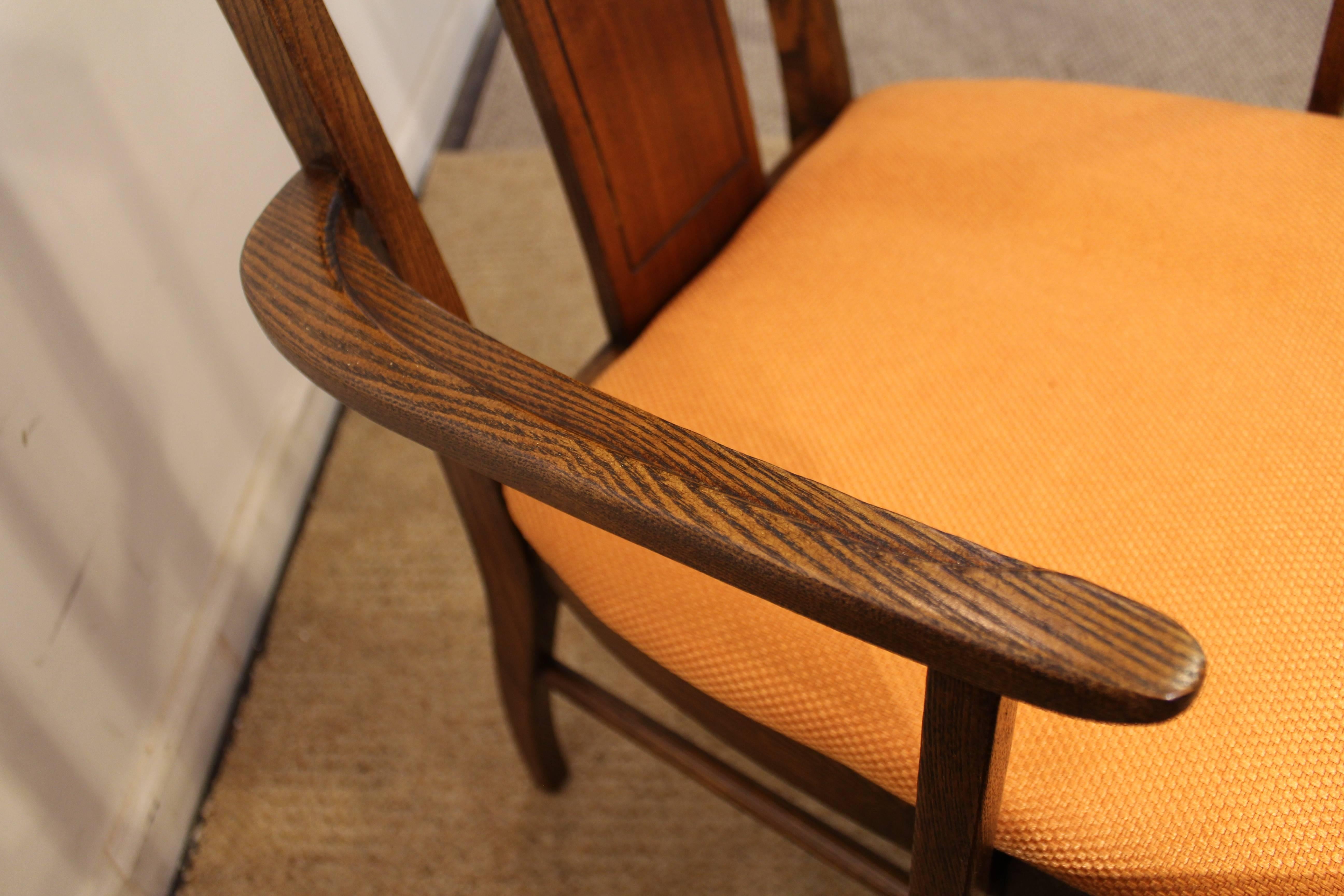 Set of Six Brasilia Style Orange Walnut Dining Chairs 2