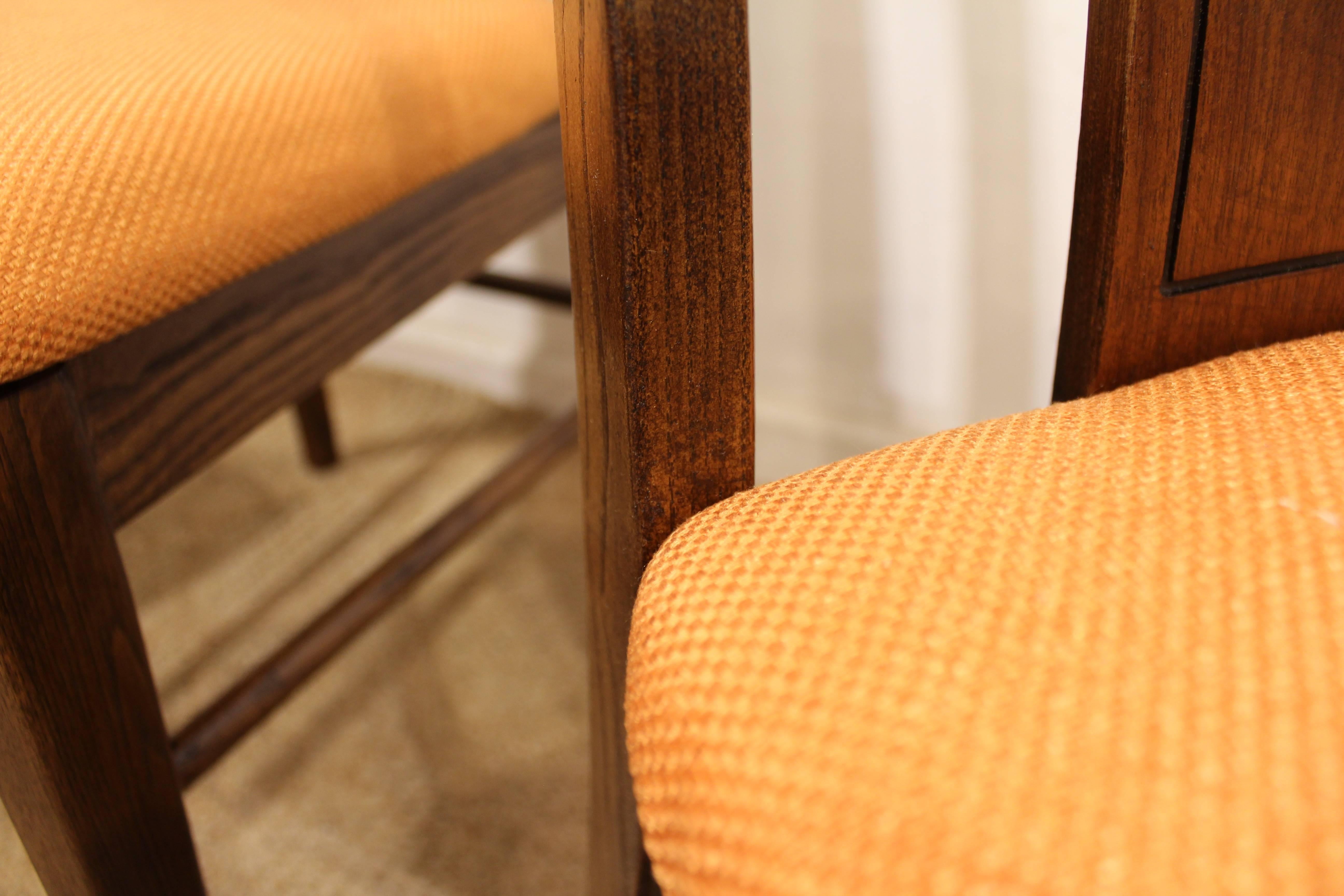 Set of Six Brasilia Style Orange Walnut Dining Chairs 3