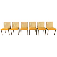 Set of 6 Brass and Cane Dining Chairs
