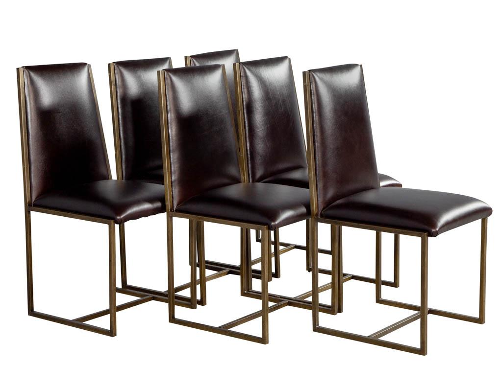 Moderne Ensemble de 6 chaises de salle à manger en laiton par Mastercraft en vente