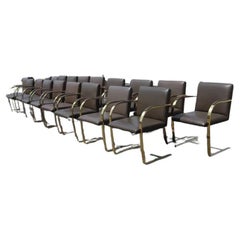 Single Brass Flat-Bar Brno Chairs by Mies Van Der Rohe
