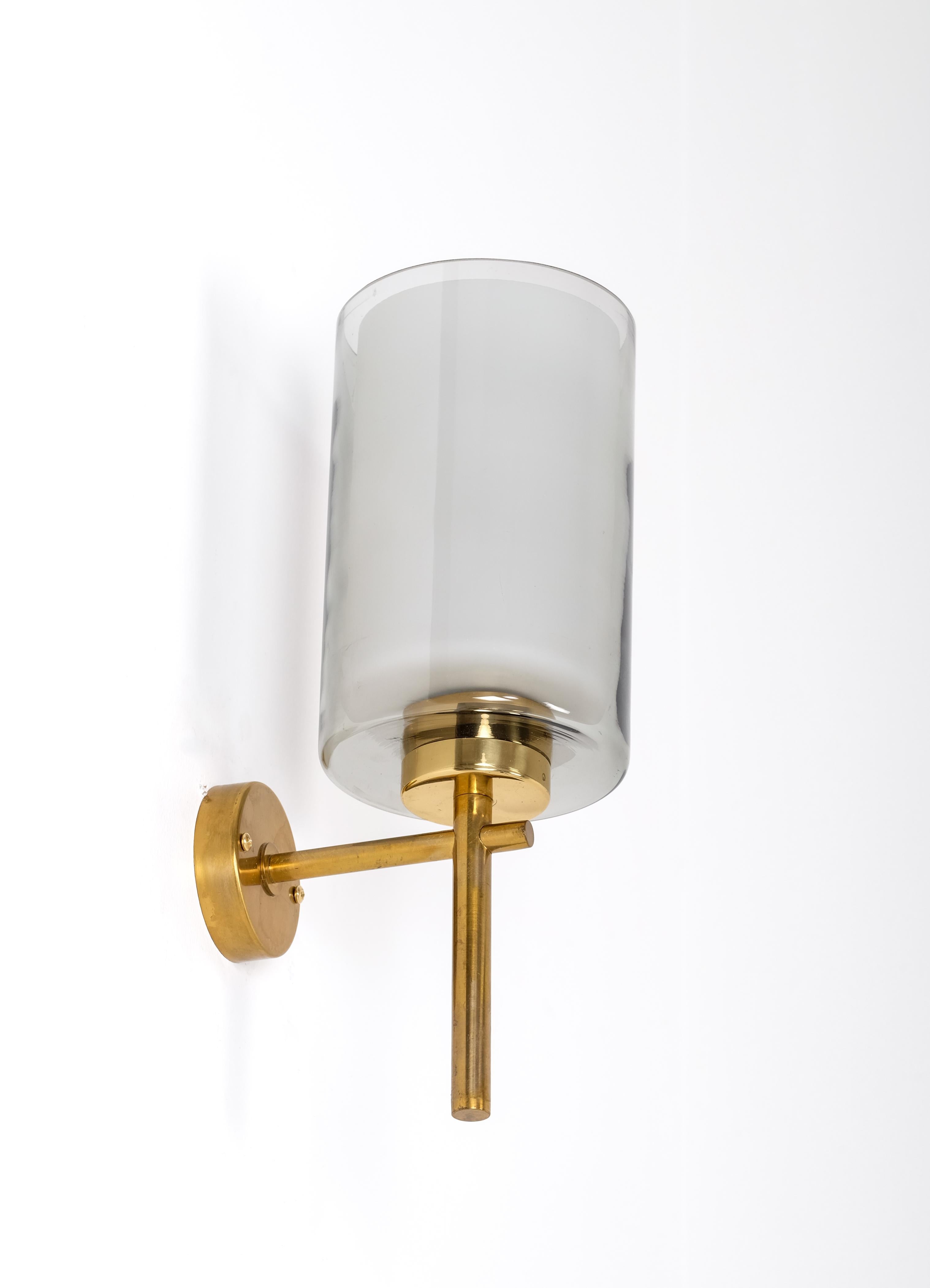Set of 6 Brass & Glass wall lamps, Sweden, 1950s For Sale 1