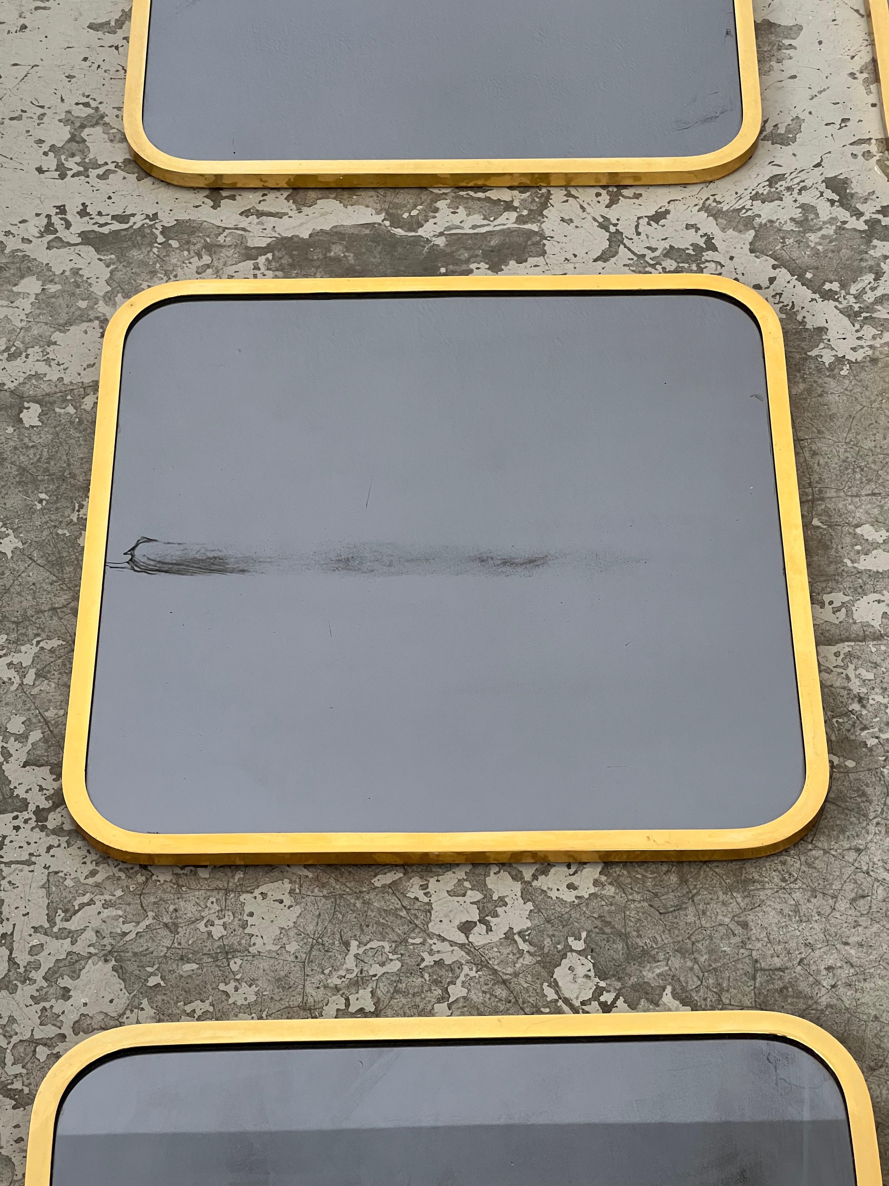 Late 20th Century Set of 6 brass mirrors 70s For Sale