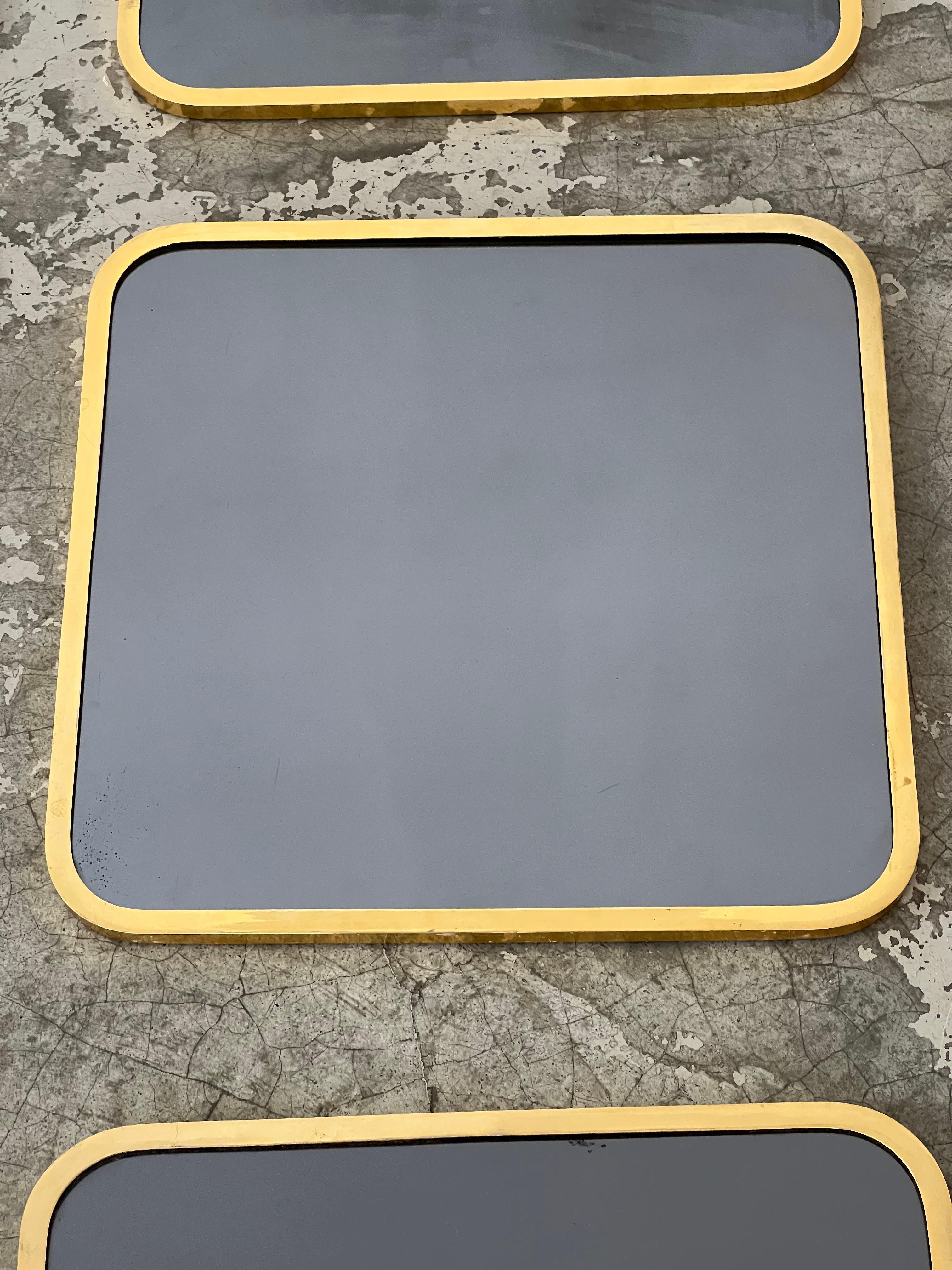 Brass Set of 6 brass mirrors 70s For Sale