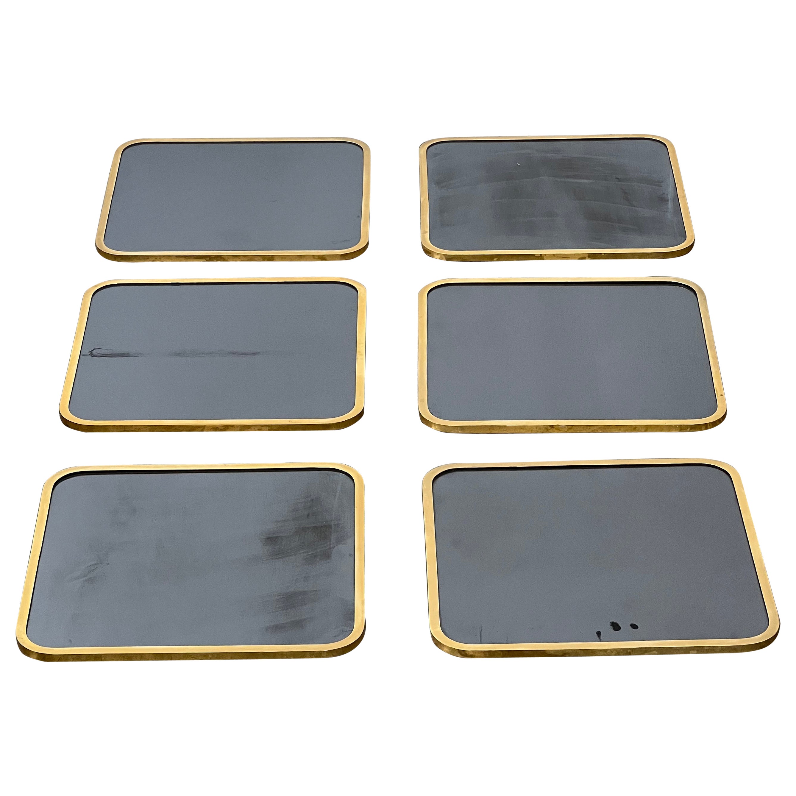 Set of 6 brass mirrors 70s For Sale