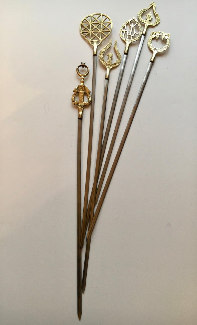 Set of 6 Brass Skewers For Sale at 1stDibs