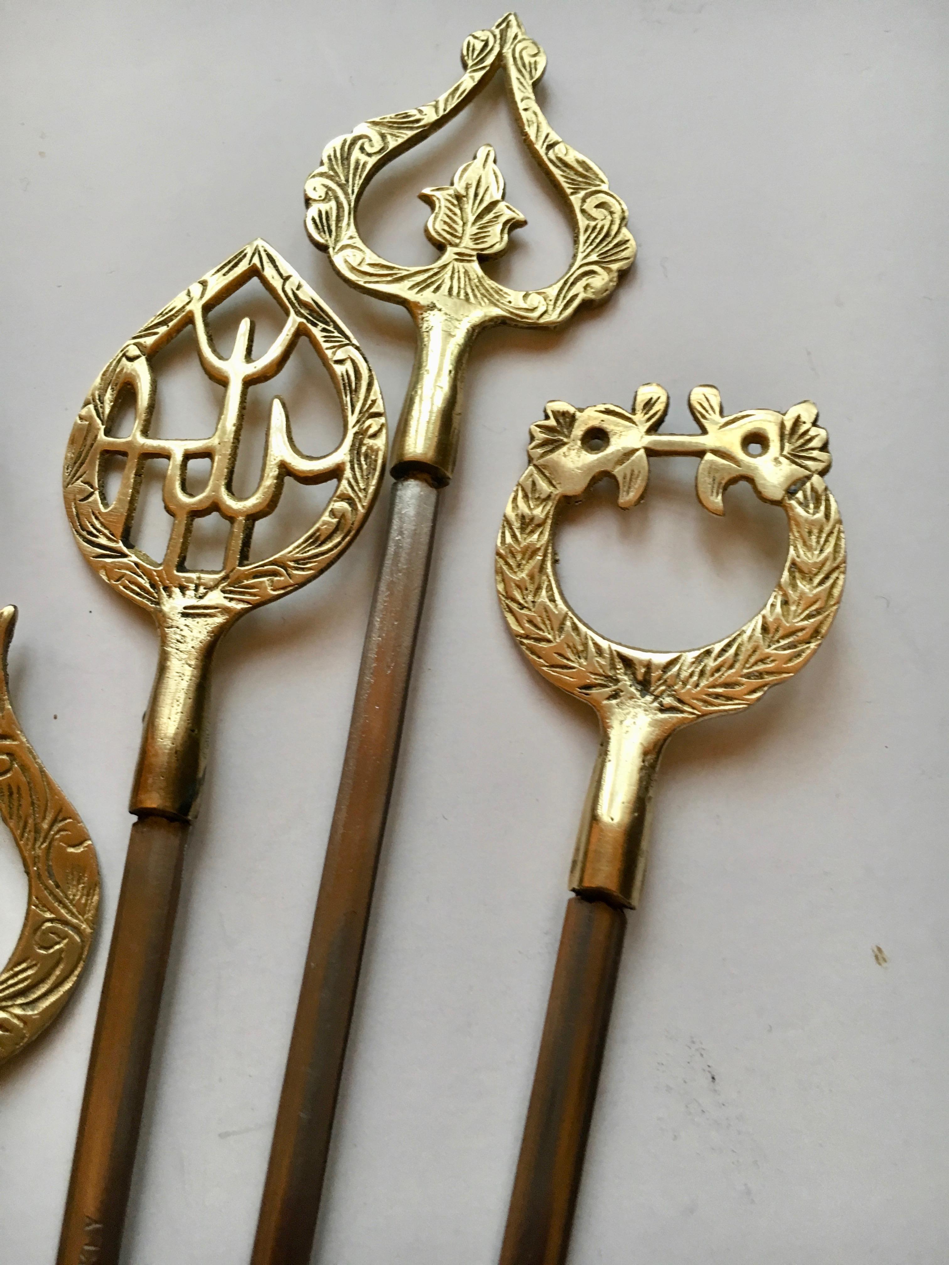 Turkish Set of 6 Brass Skewers For Sale