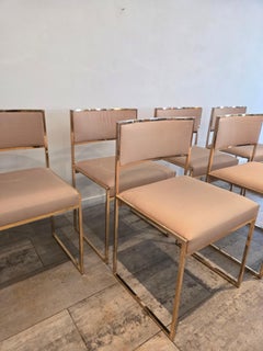6 Stühle aus Messing "Willy Rizzo" mit originalem Stoffbezug, Italien