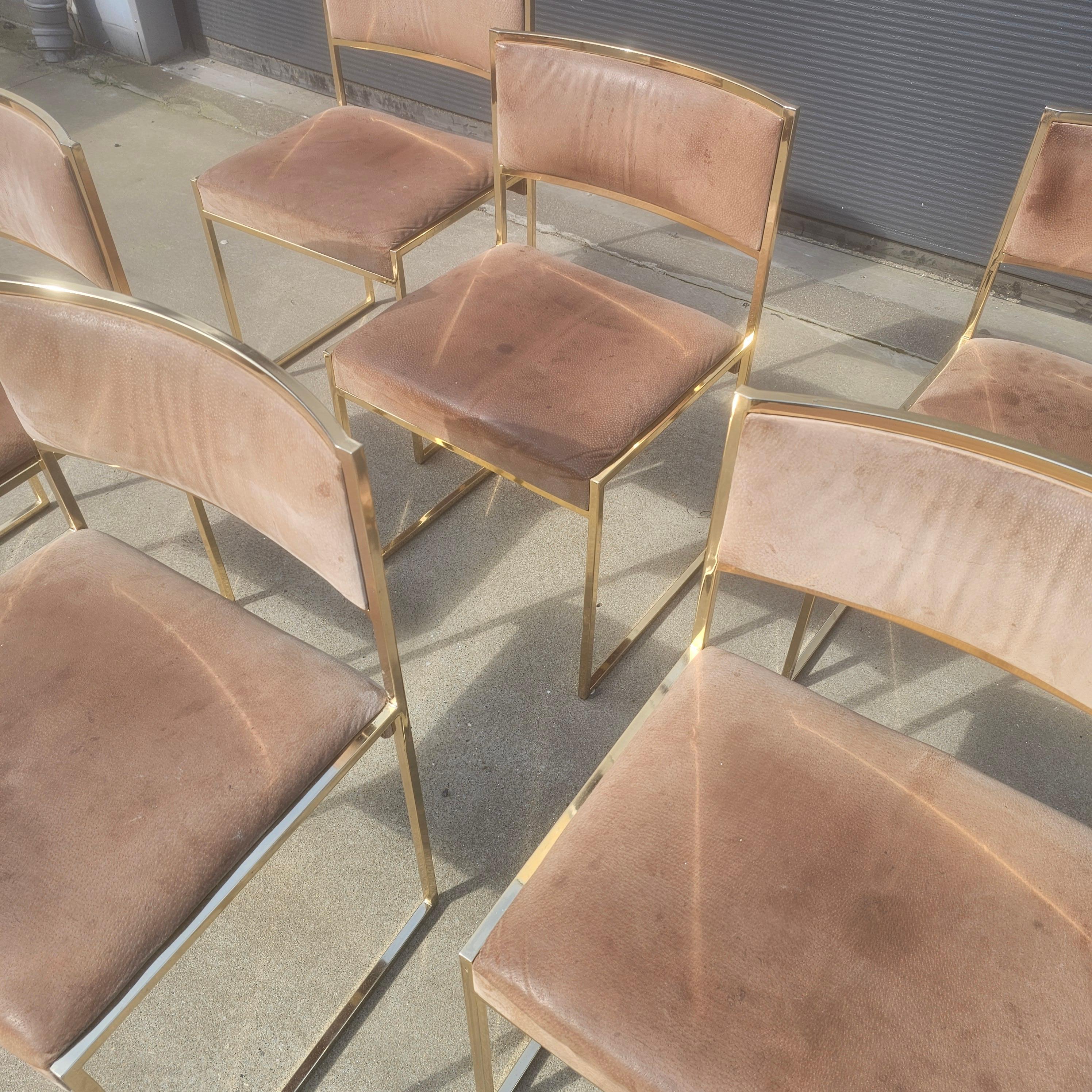 Mid-Century Modern Set of 6 Brass 