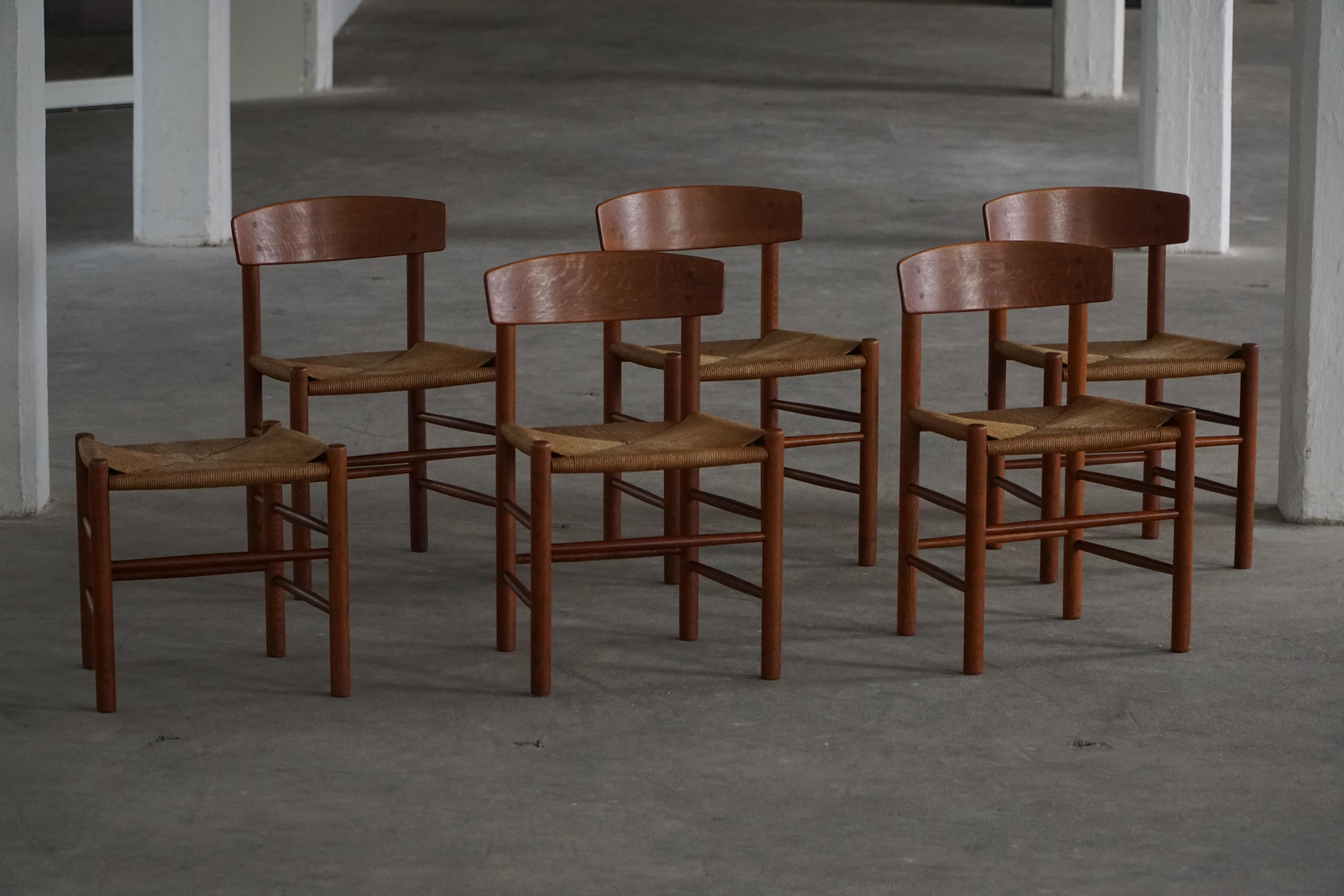 Ensemble de 6 chaises de salle à manger J39 'Folkestole' de Børge Mogensen en Oak, FDB Møbler, années 1950 en vente 2