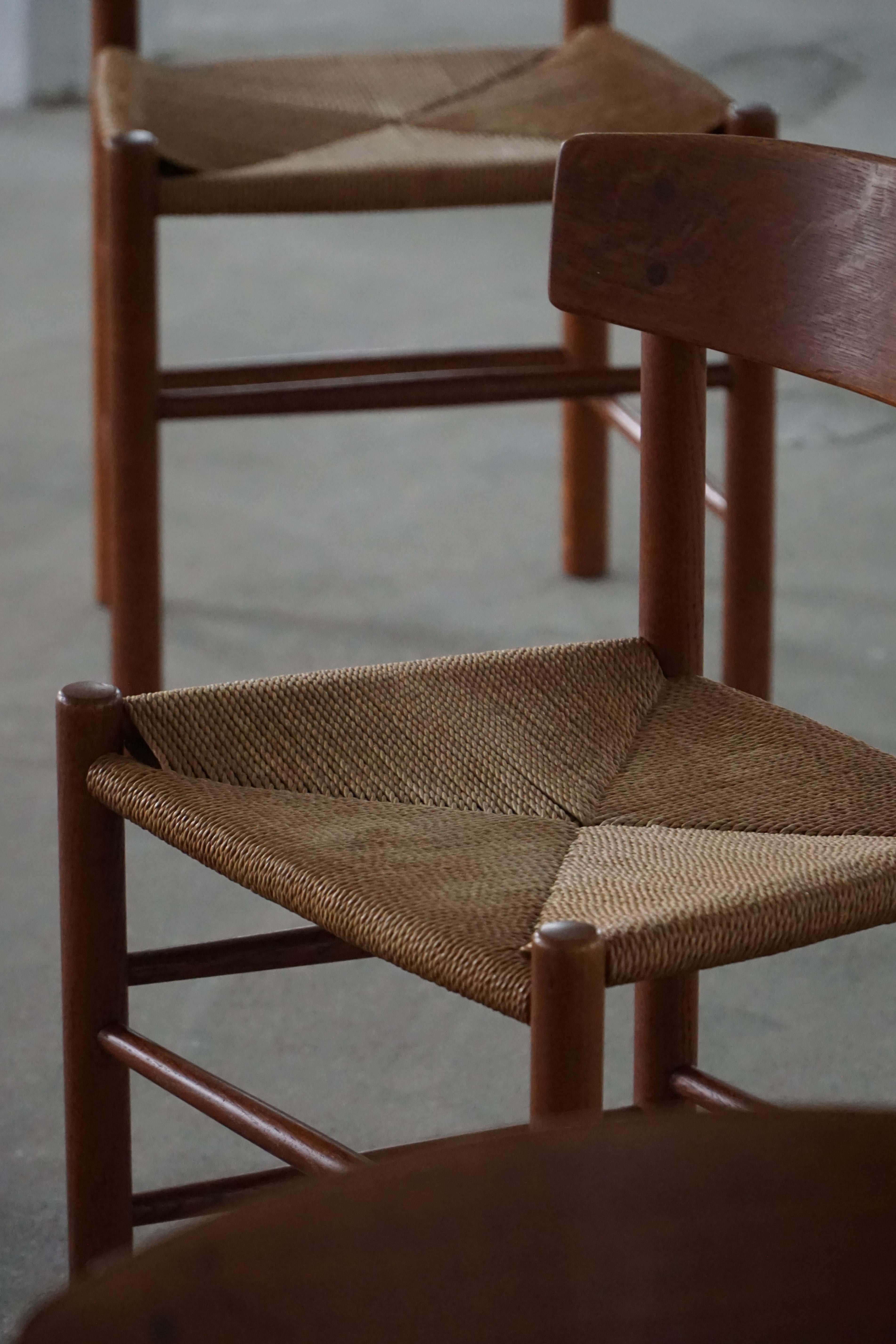 Ensemble de 6 chaises de salle à manger J39 'Folkestole' de Børge Mogensen en Oak, FDB Møbler, années 1950 en vente 5