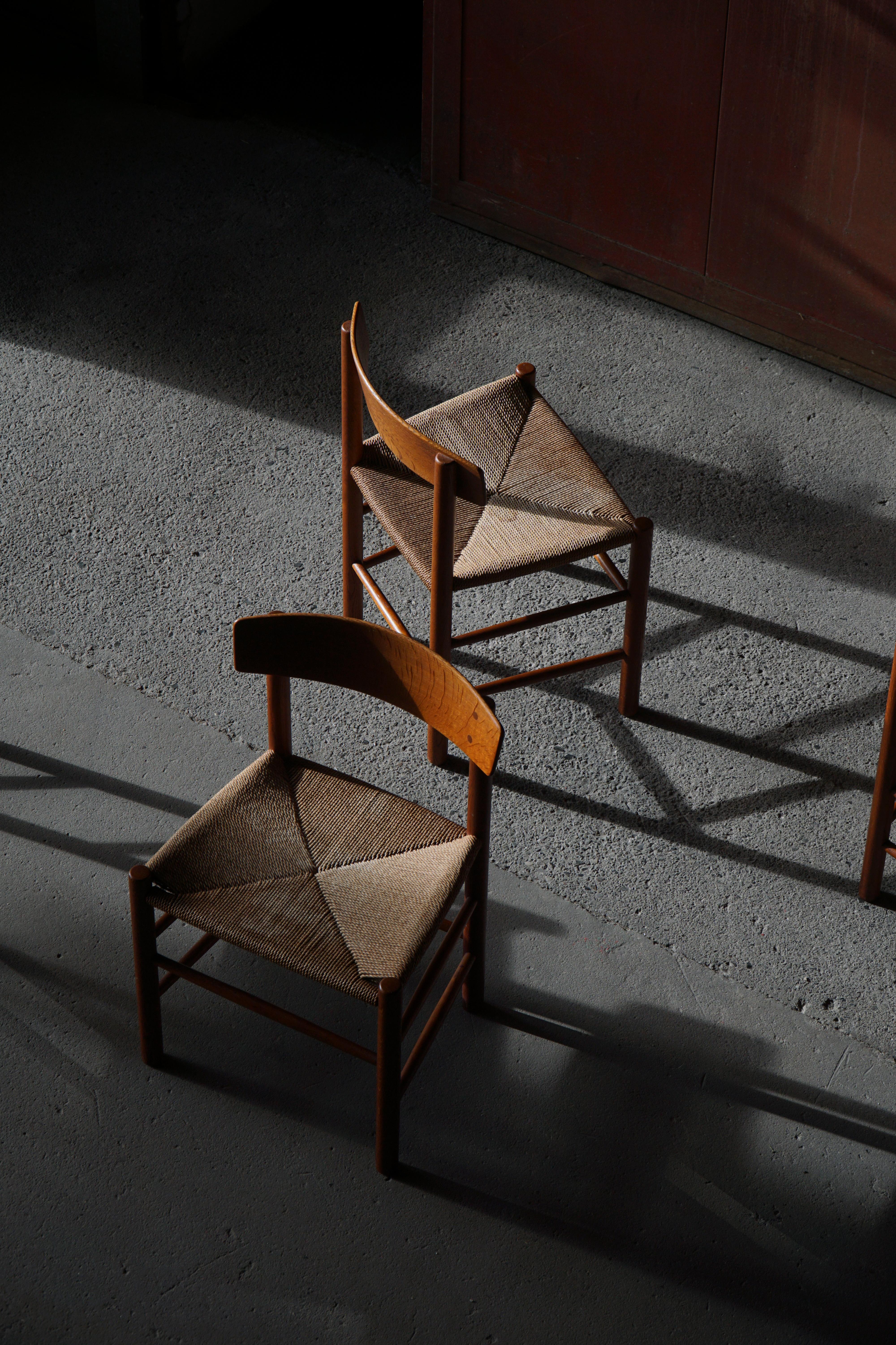 Danois Ensemble de 6 chaises de salle à manger J39 'Folkestole' de Børge Mogensen en Oak, FDB Møbler, années 1950 en vente