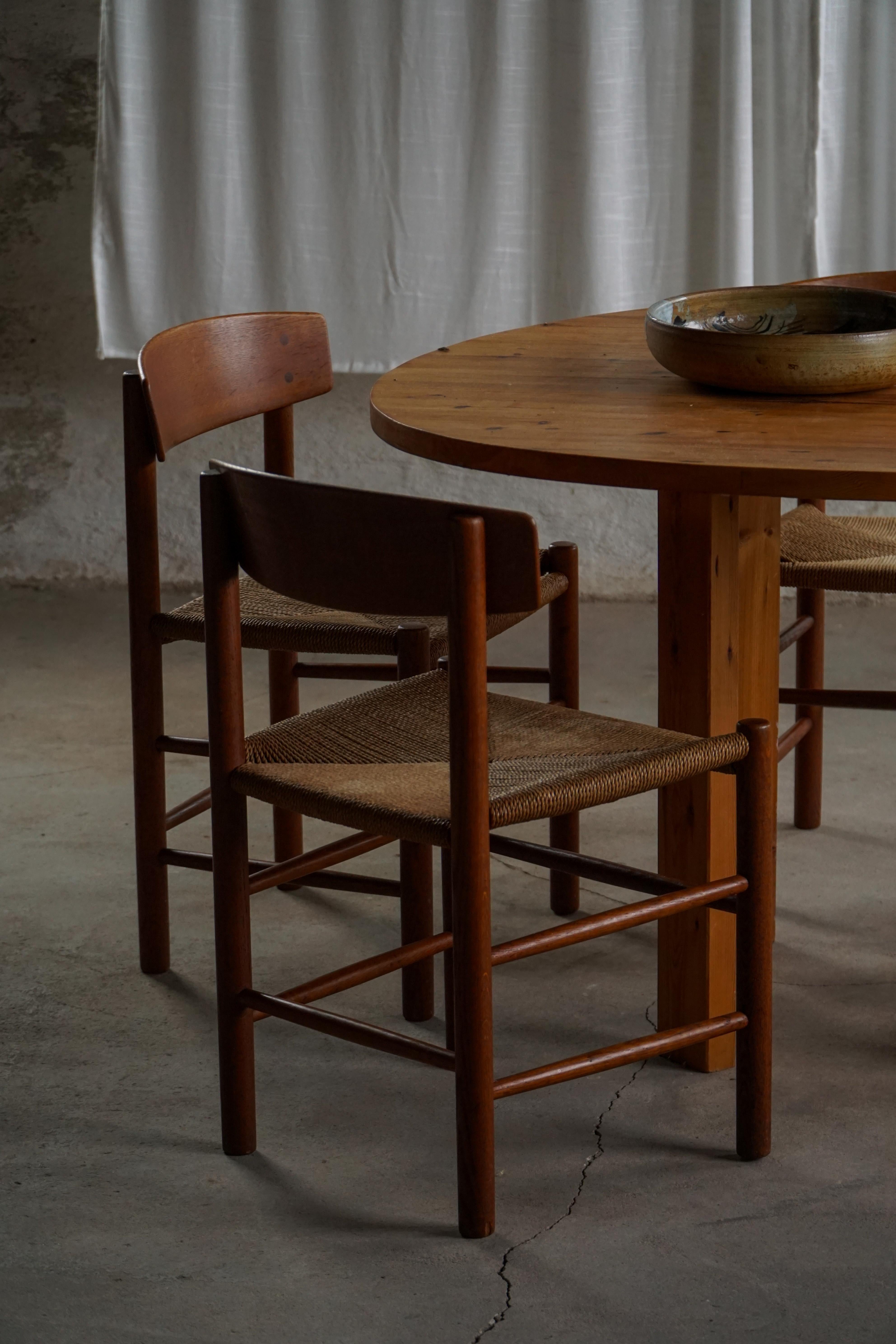 20ième siècle Ensemble de 6 chaises de salle à manger J39 'Folkestole' de Børge Mogensen en Oak, FDB Møbler, années 1950 en vente