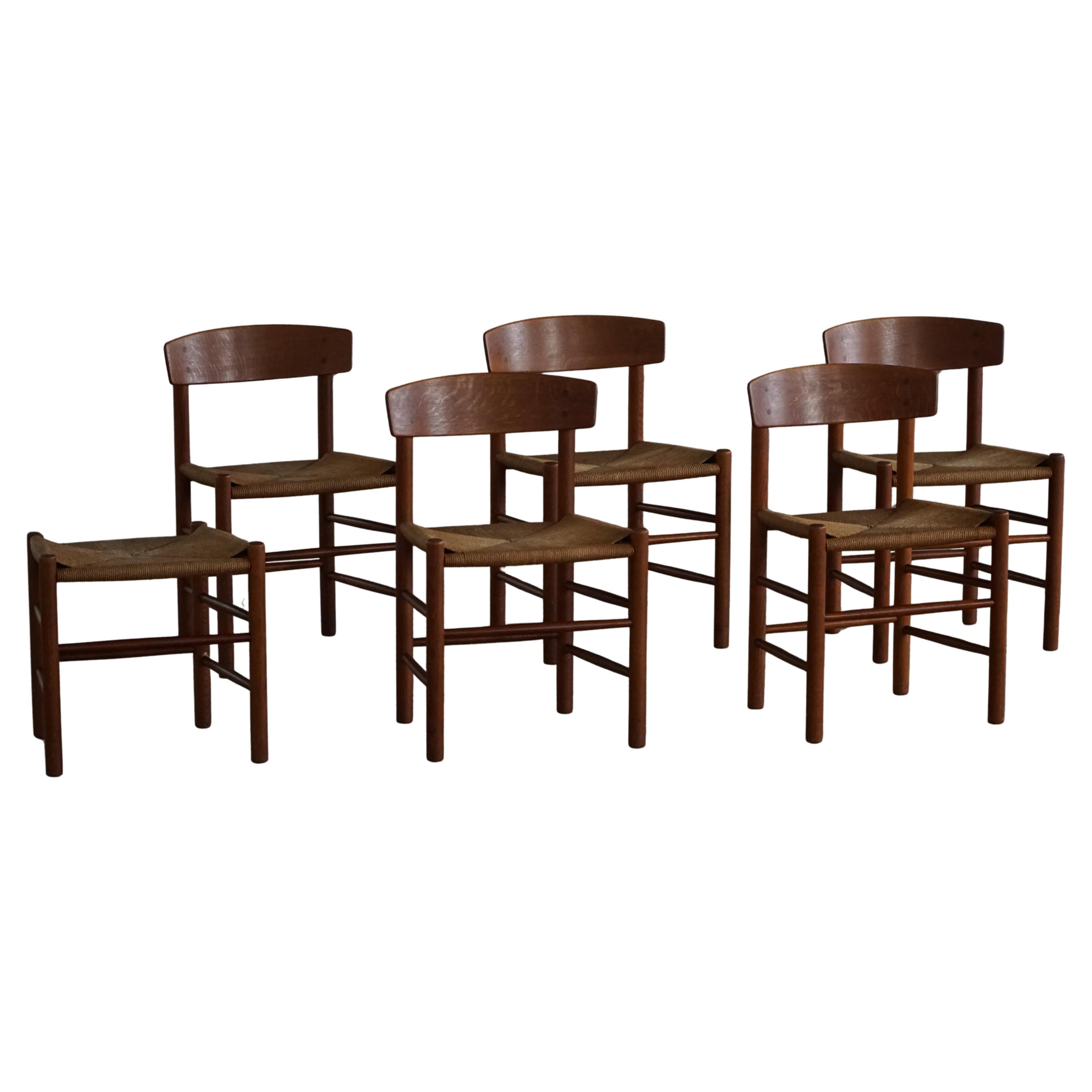 Set di 6 sedie da pranzo Børge Mogensen 
Folkestole
 J39 in Oak, FDB Møbler, anni 
50