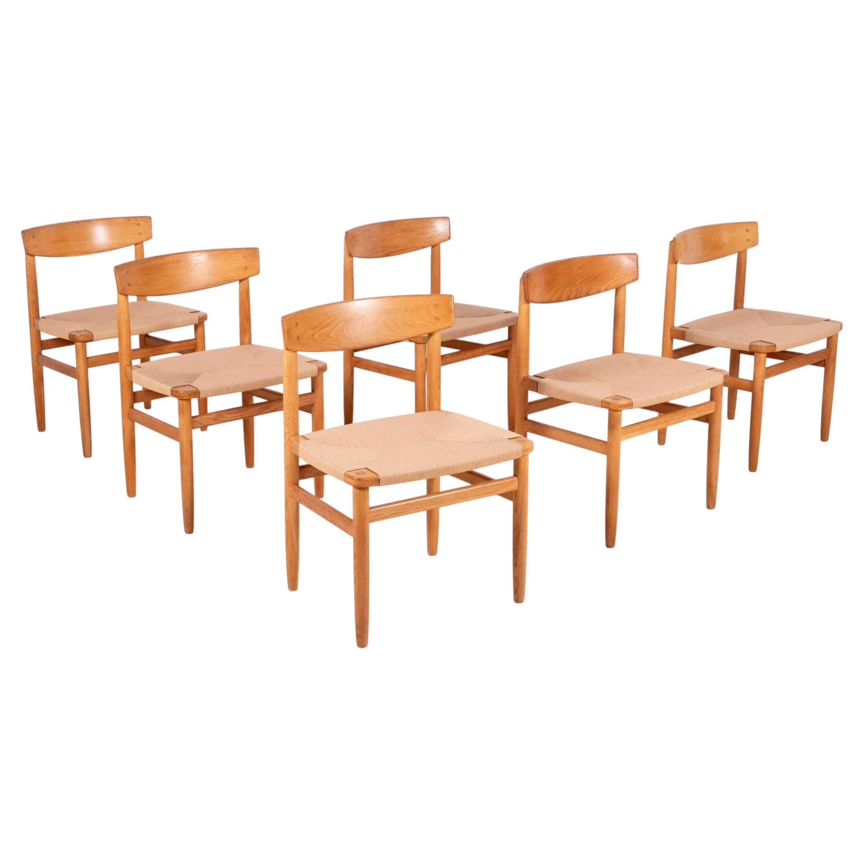 Juego de 6 sillas de comedor de roble modelo 537 «Øresund» de Børge Mogensen, década de 1950 en venta