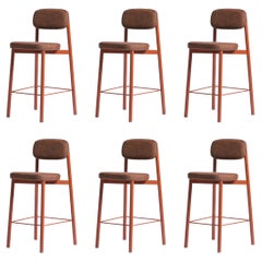Set of 6 Brick Red Residence 65 Counter Chairs by Kann Design