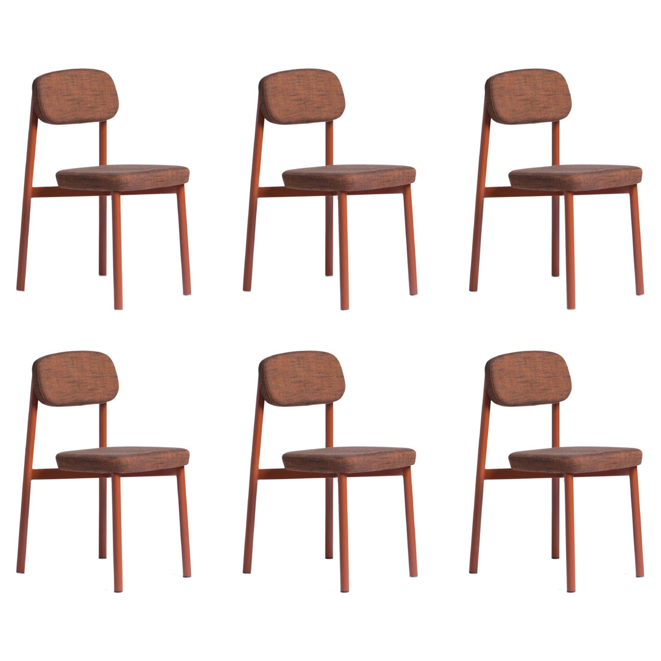 Set of 6 Brick Red Residence Chairs by Kann Design For Sale