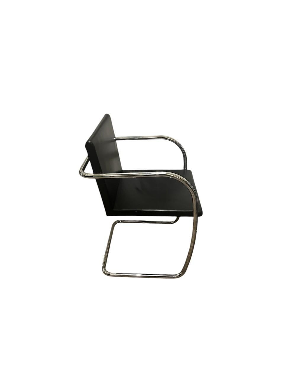 Mid-Century moderno Set di 6 sedie in pelle Brno Tubular Thin Pad Made in Italy in vendita