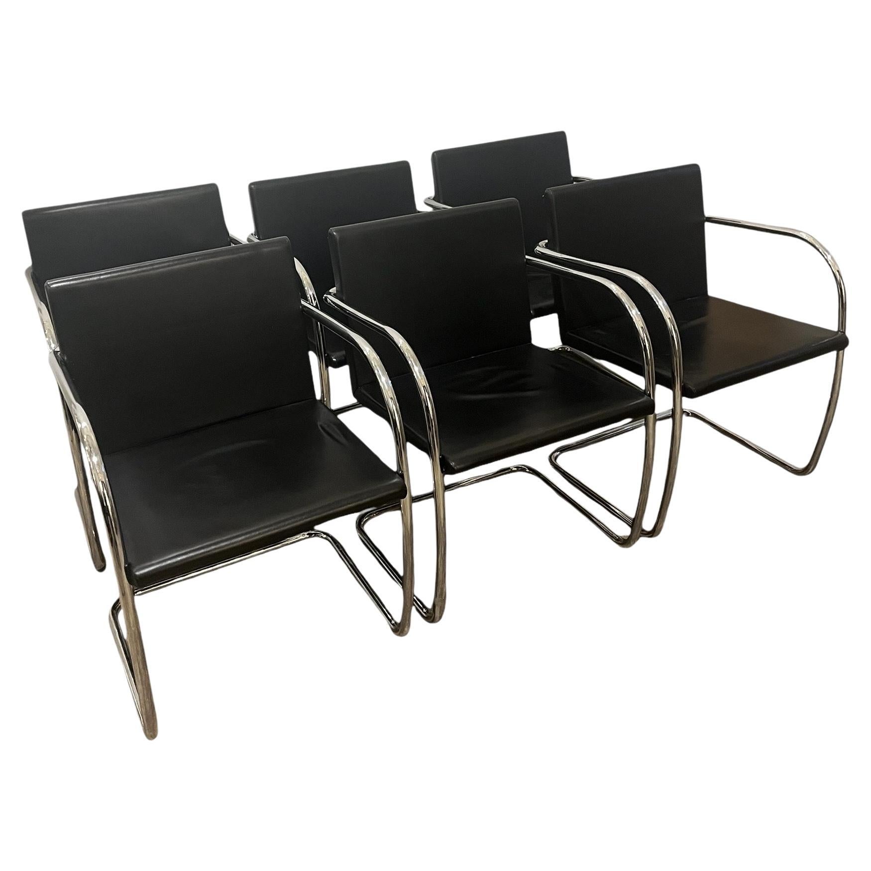 Set di 6 sedie in pelle Brno Tubular Thin Pad Made in Italy