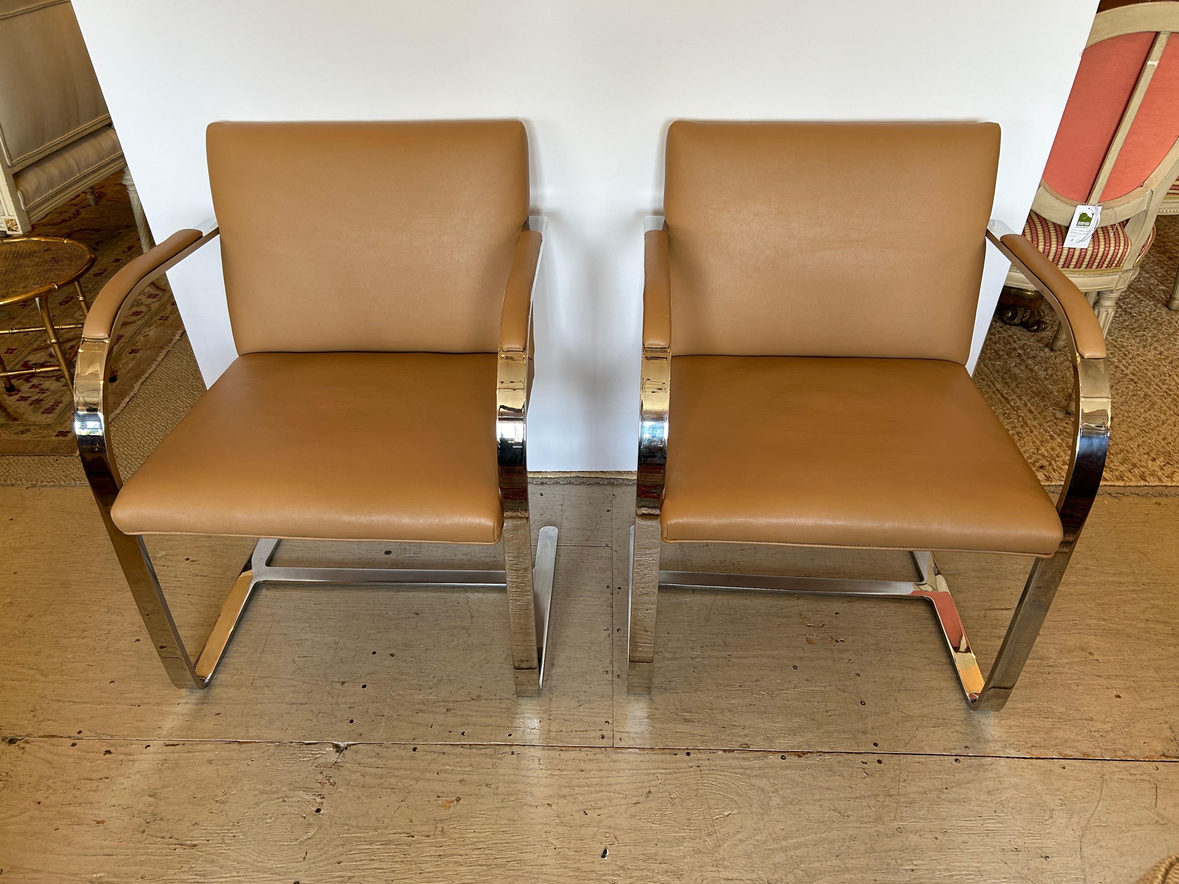 Set of 6 BRNO Vintage Stainless Steel and Leather Armchairs 5