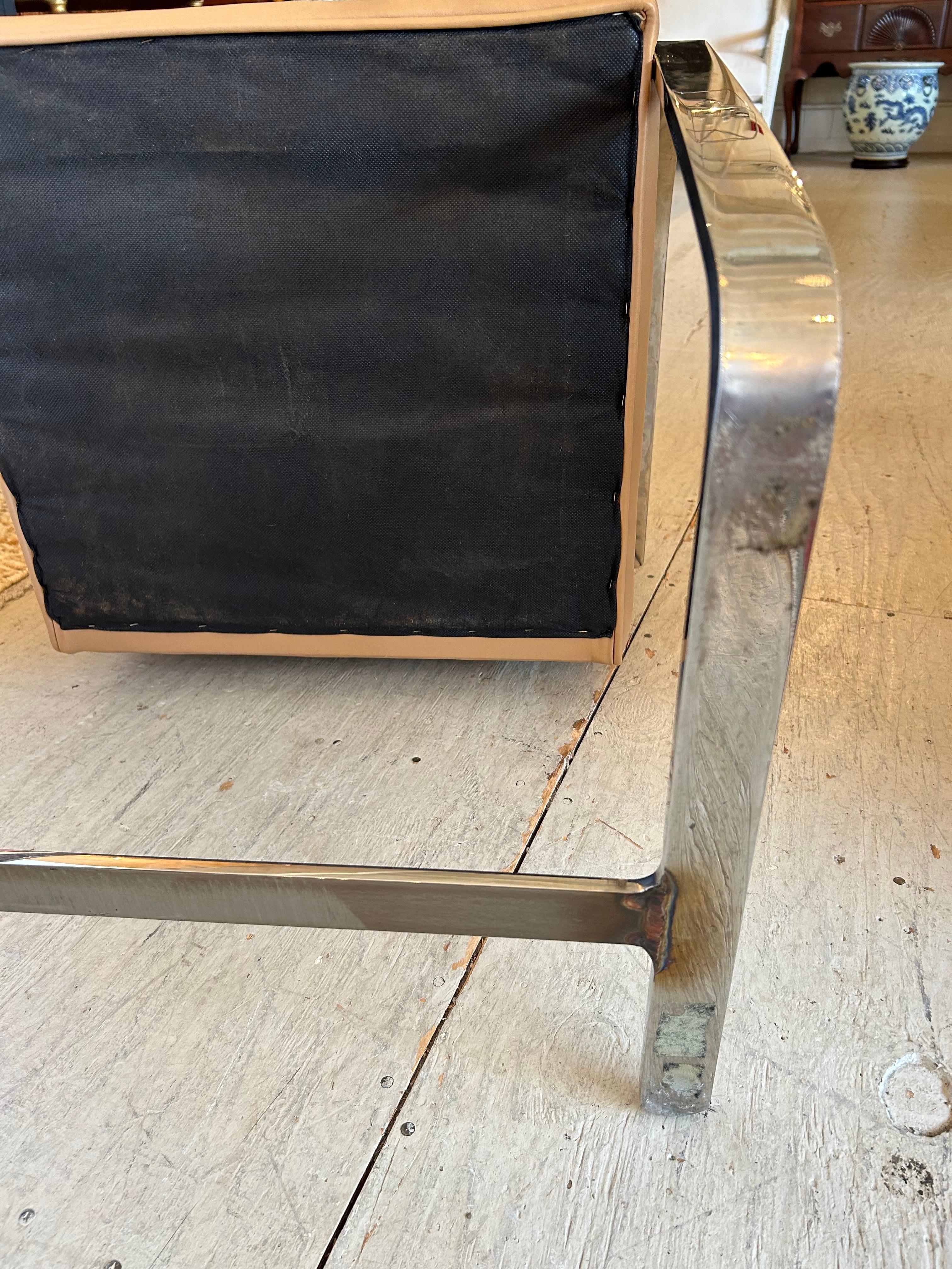 Set of 6 BRNO Vintage Stainless Steel and Leather Armchairs 6