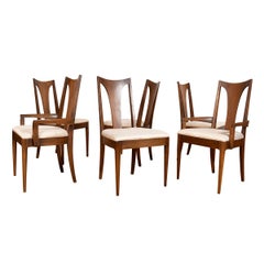 Vintage Set of 6 Broyhill Brasilia Walnut Dining Chairs