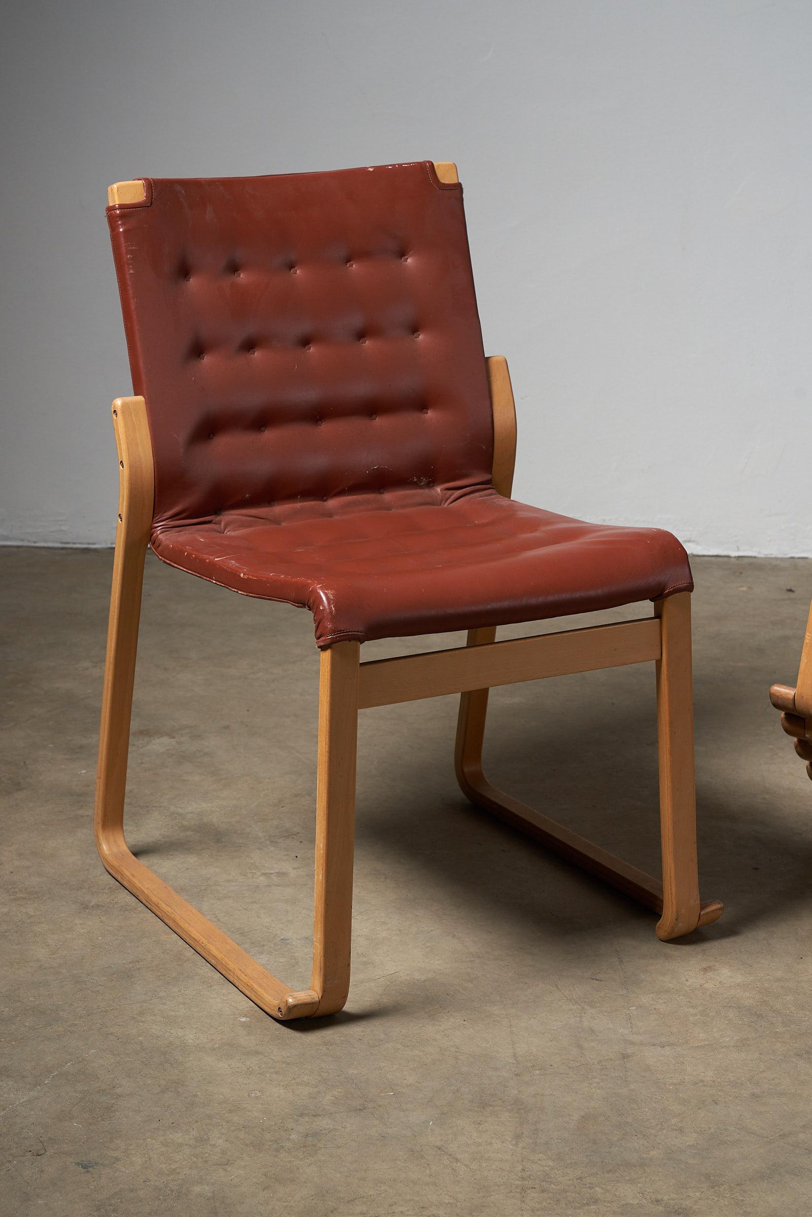 Mid-Century Modern Set of 6 Bruno Mathsson Mid-Century dinning chairs from Sweden
