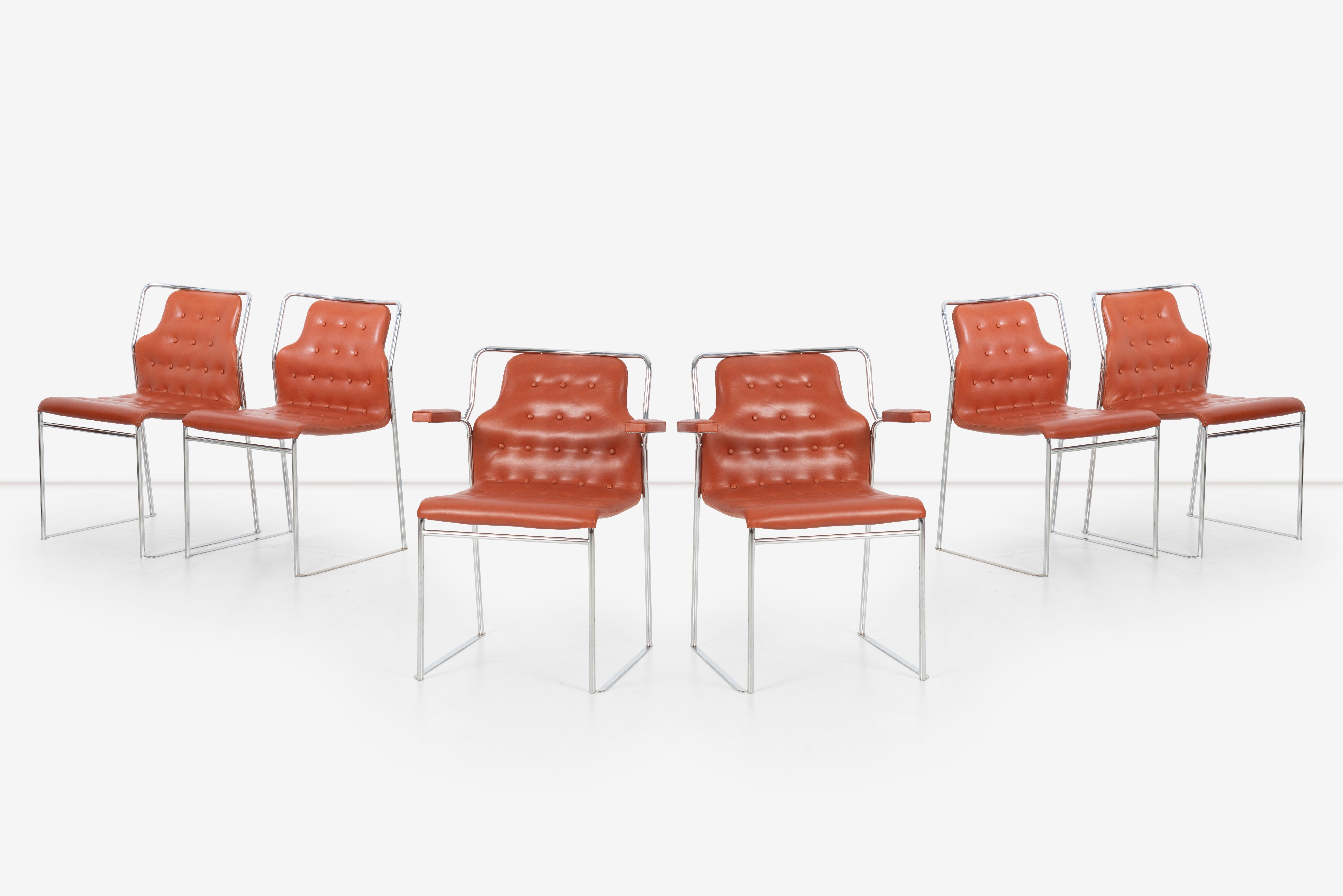 Mid-Century Modern Set of 6 Bruno Matthsson Dining Chairs for DUX For Sale