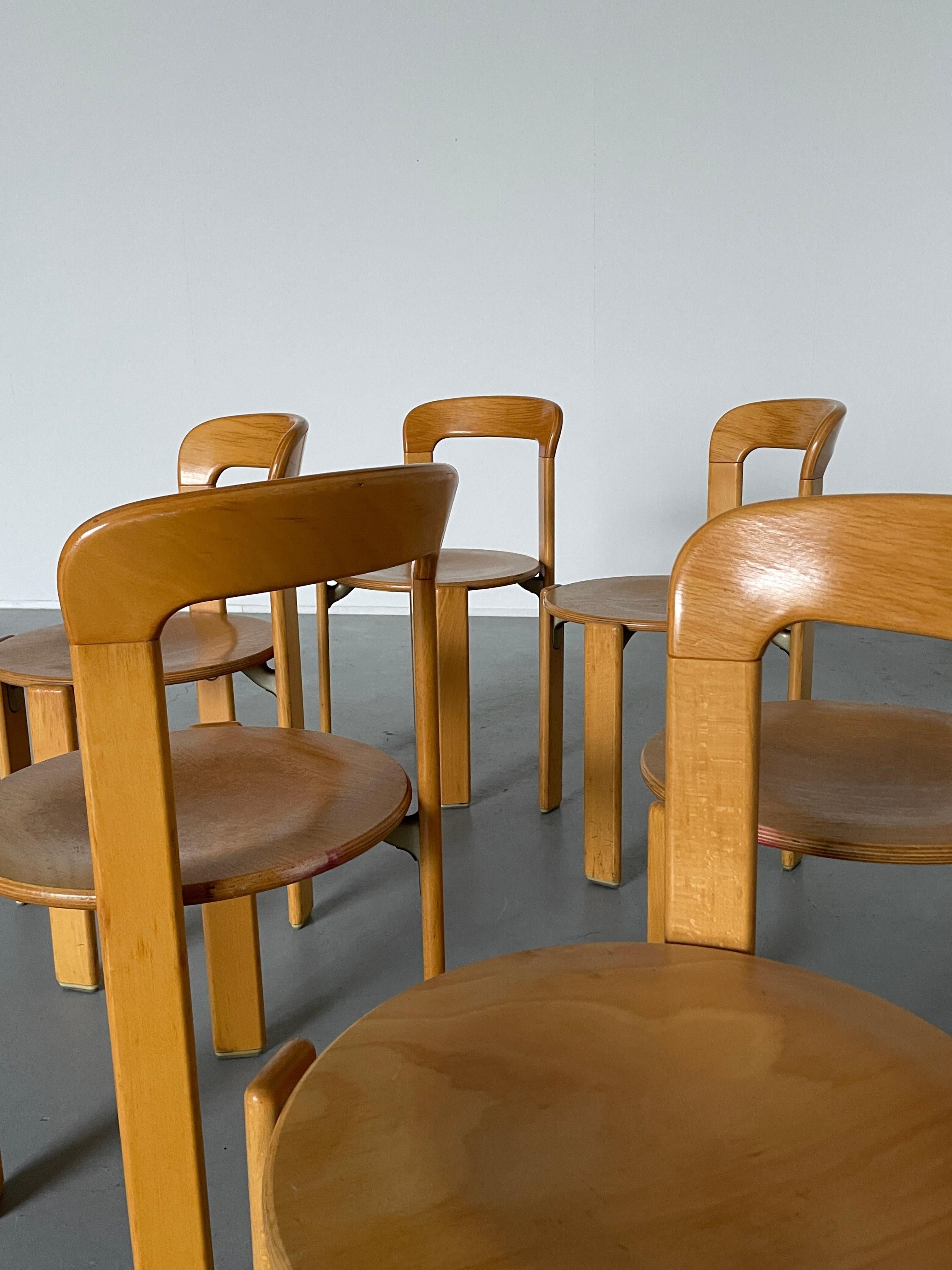 Set of 6 Bruno Rey Stackable Mid-Century Modern Dining Chairs, Kusch & Co, 1990s 4