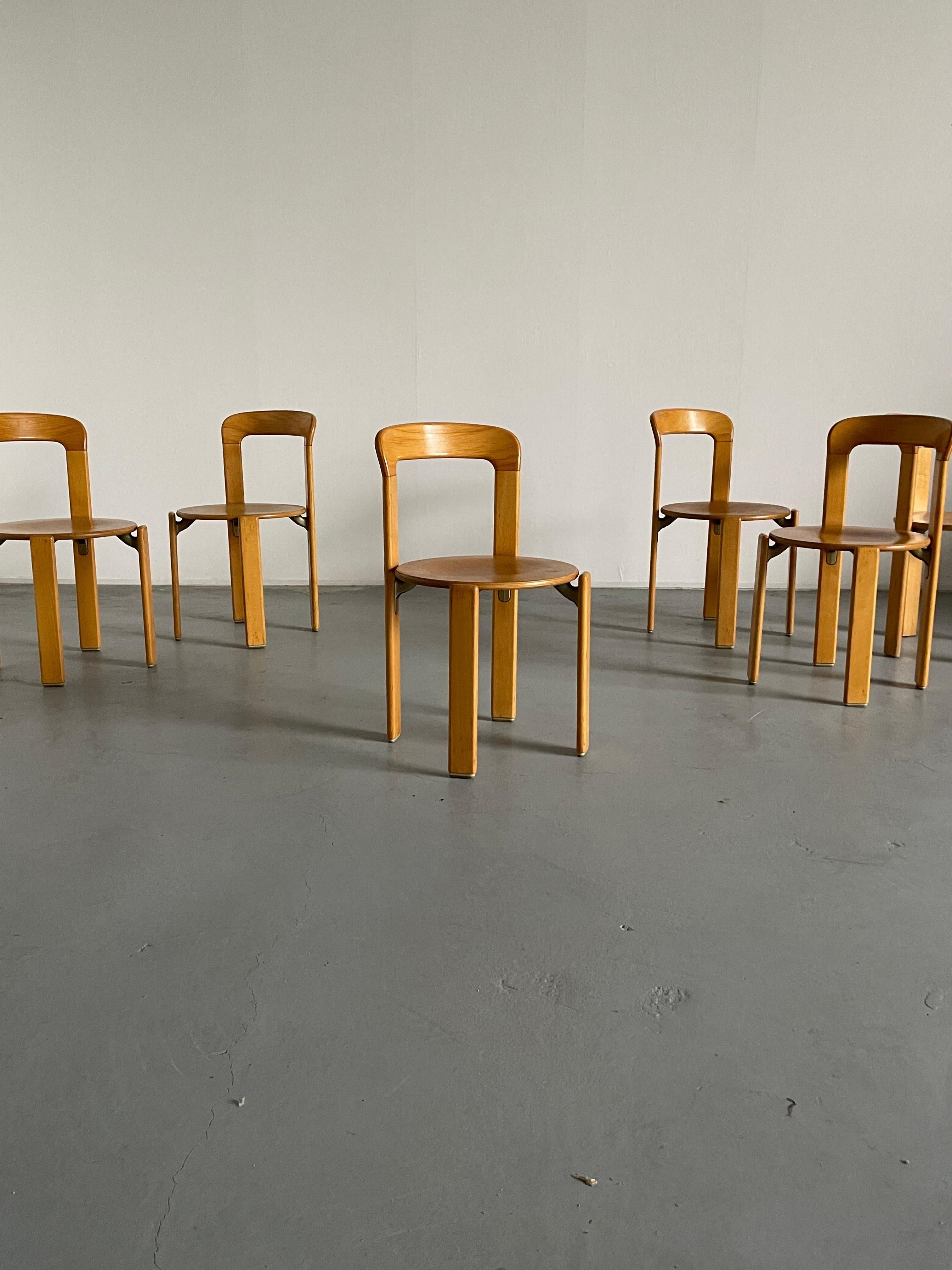 Set of 6 Bruno Rey Stackable Mid-Century Modern Dining Chairs, Kusch & Co, 1990s In Good Condition In Zagreb, HR