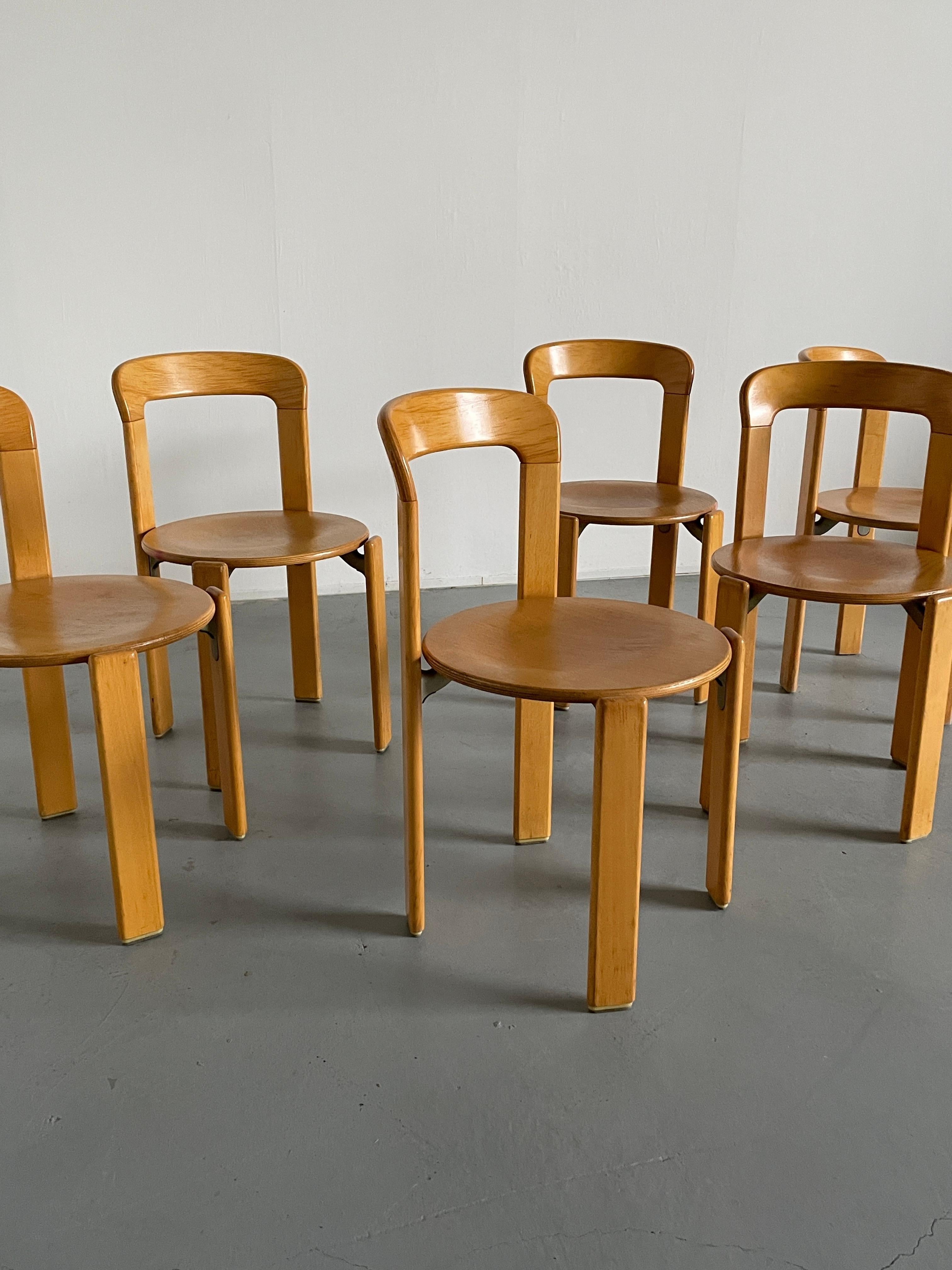 Set of 6 Bruno Rey Stackable Mid-Century Modern Dining Chairs, Kusch & Co, 1990s 2