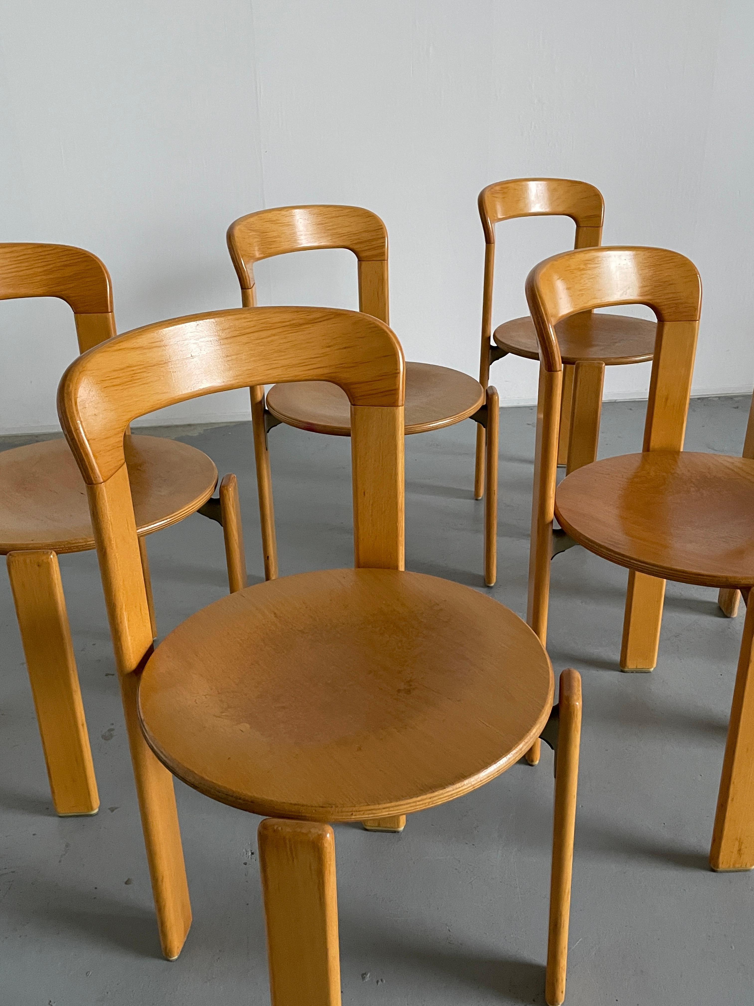 Set of 6 Bruno Rey Stackable Mid-Century Modern Dining Chairs, Kusch & Co, 1990s 3