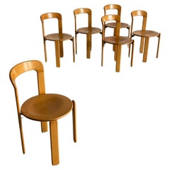 Vintage Set of 6 Bruno Rey Stackable Mid-Century Modern Dining Chairs, Kusch & Co, 1990s