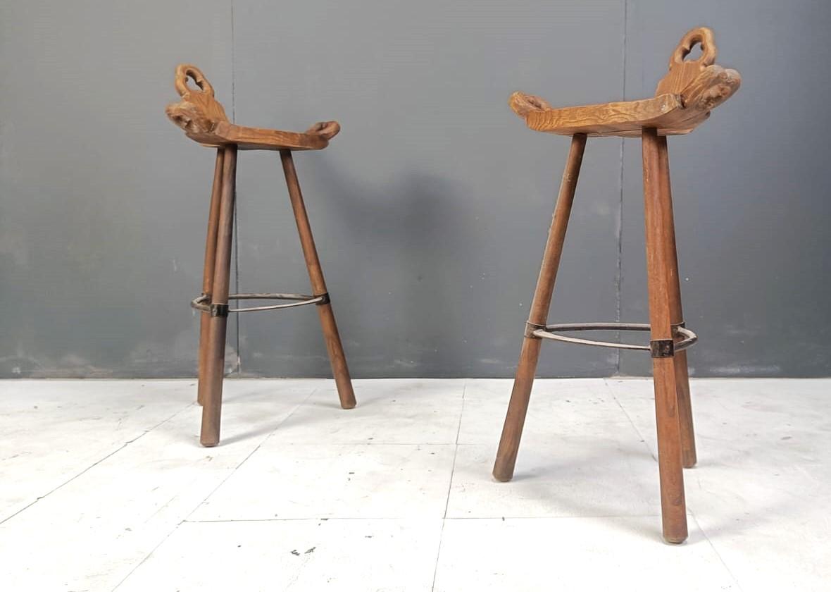 Brutalist Set of 6 brutalist bar stools, 1960s