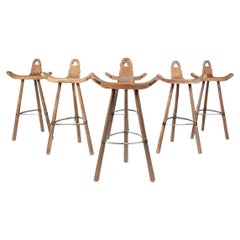 Vintage Set of 6 brutalist bar stools, 1960s