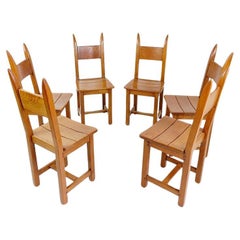 Vintage Set of 6 Brutalist Chairs - 1970's
